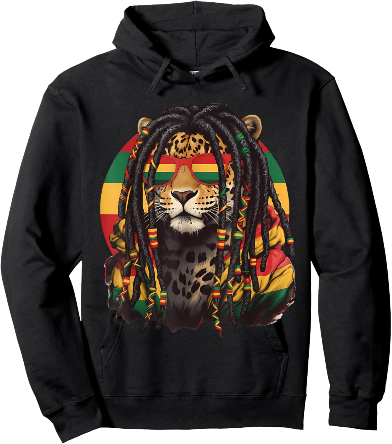 Rasta Reggae Lion of Judah Headphones Jamaican Reggae Music Hoodie - Hoodie | Black
