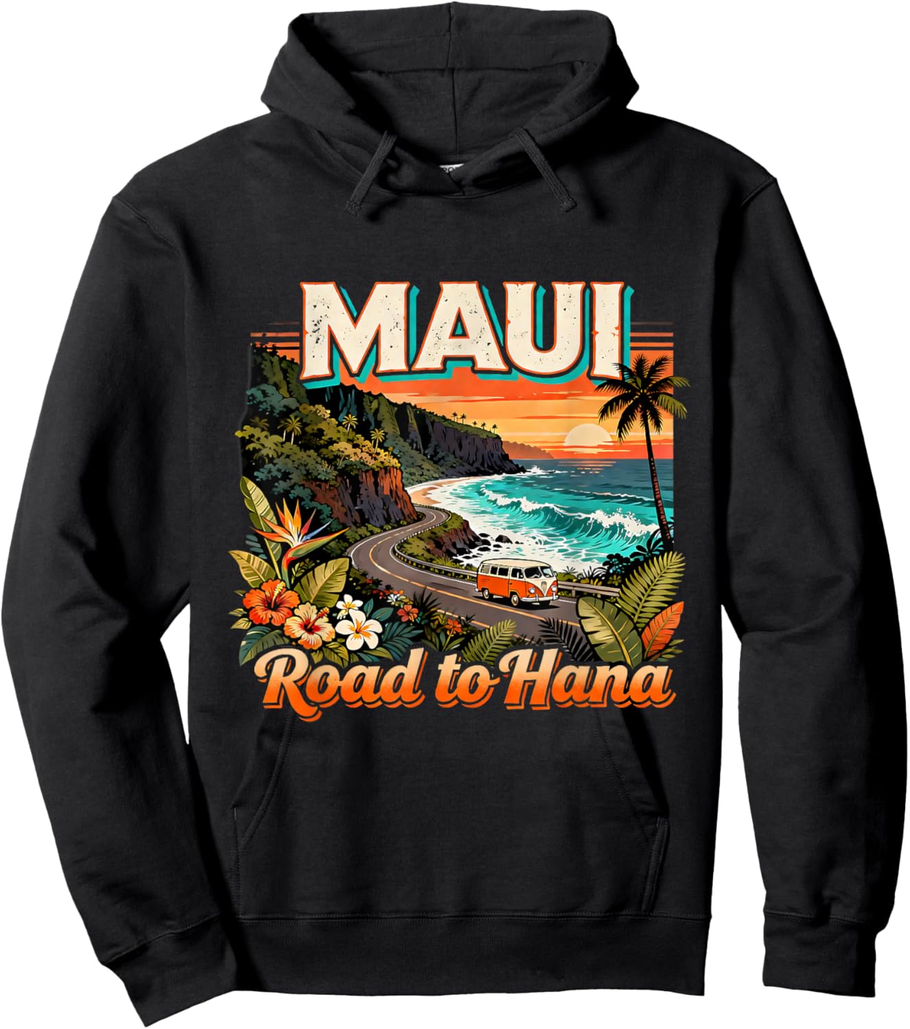 Maui Road to Hana Scenic Hawaii Travel Quote Hoodie - Hoodie | Black