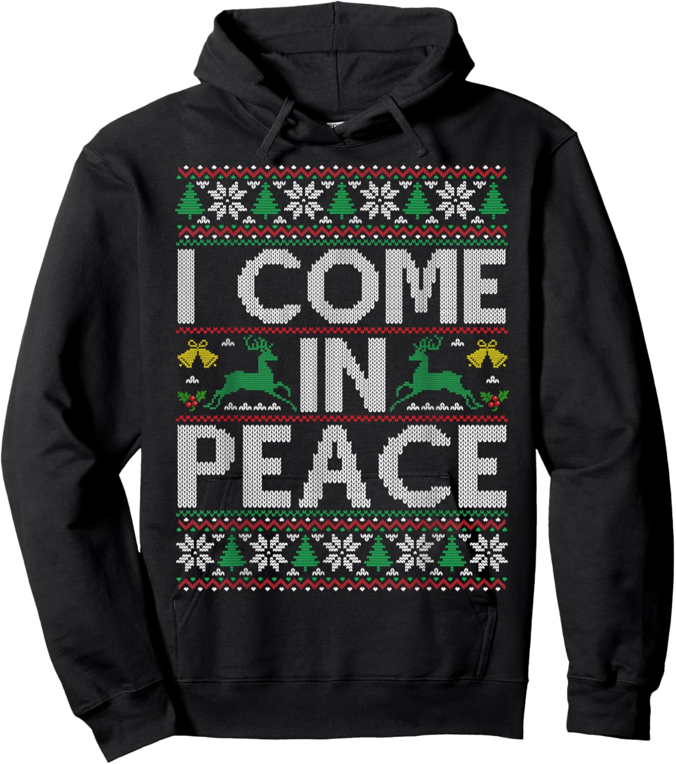 I Come in Peace Couple Matching Ugly Christmas Sweater Hoodie - Hoodie | Black