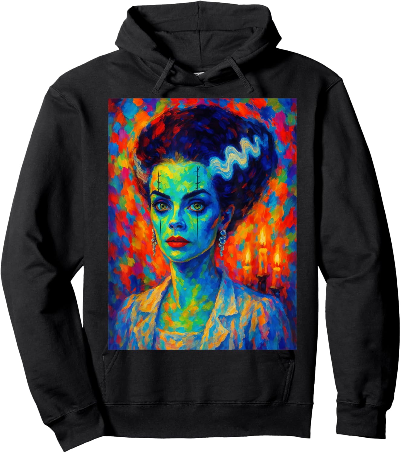 Frankenstein Monster and Bride Halloween Matching Couple Hoodie - Hoodie | Black