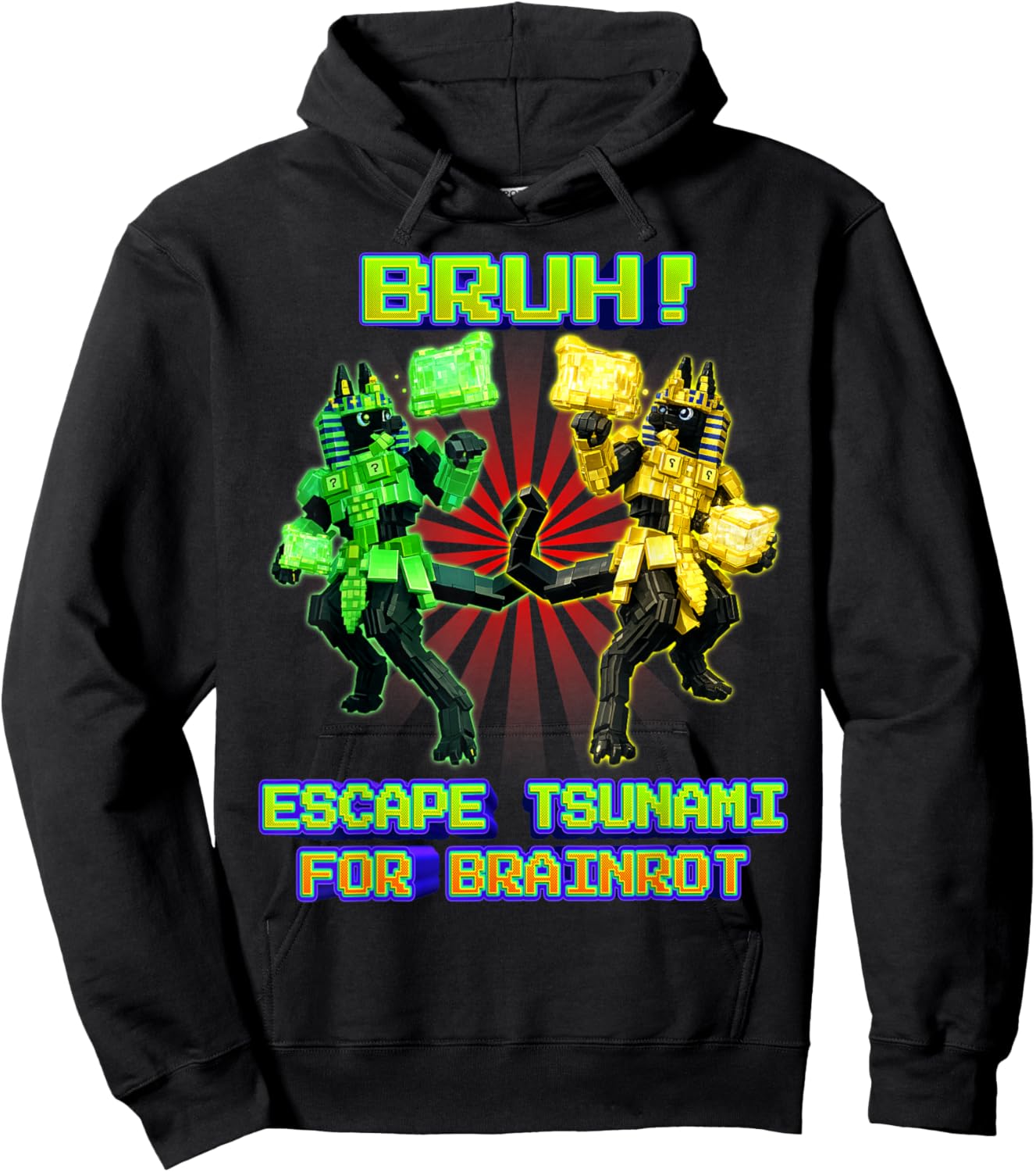 Bruh Anububu Tsunami Brainrot for Boys Kids Teens Hoodie - Hoodie | Black