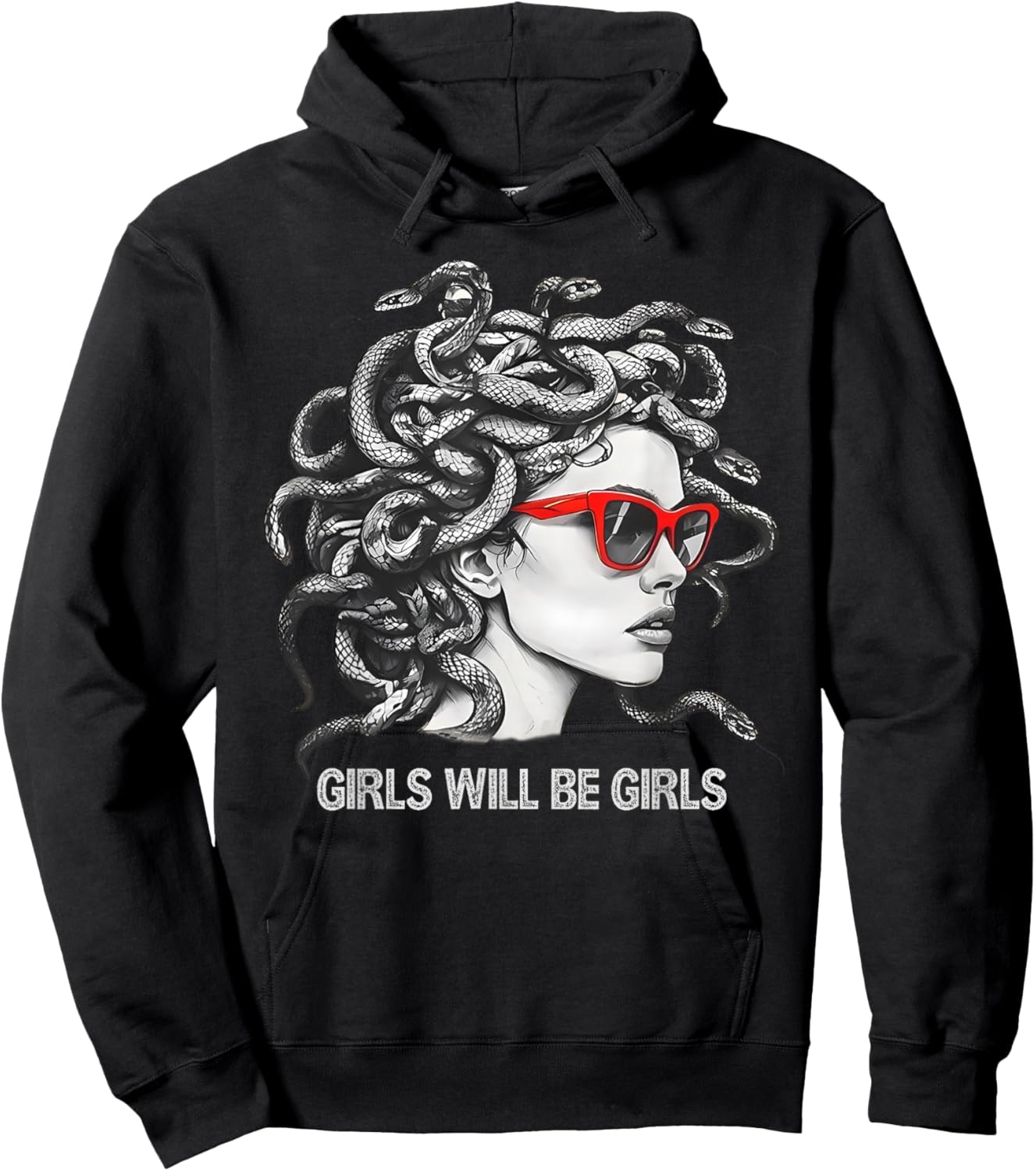 Girl Will Be Girls Shirts Medusa Feminist Women Hoodie - Hoodie | Black