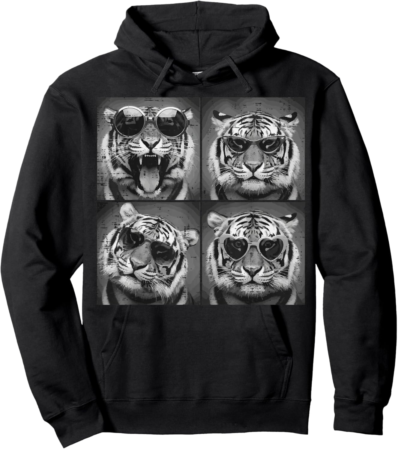 Tiger Sunglasses Selfie Men Women Kids Boys Girls Youth Teen Hoodie - Hoodie | Black