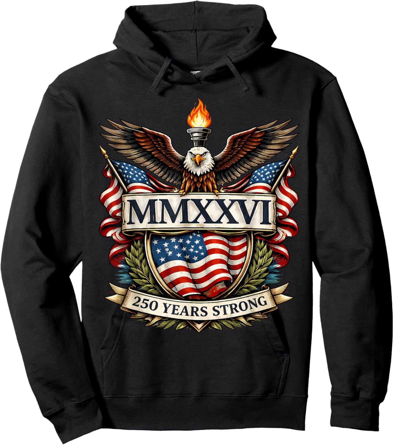 Flag Vintage 250 Years American 1776 2026 250th USA Birthday Hoodie - Hoodie | Black