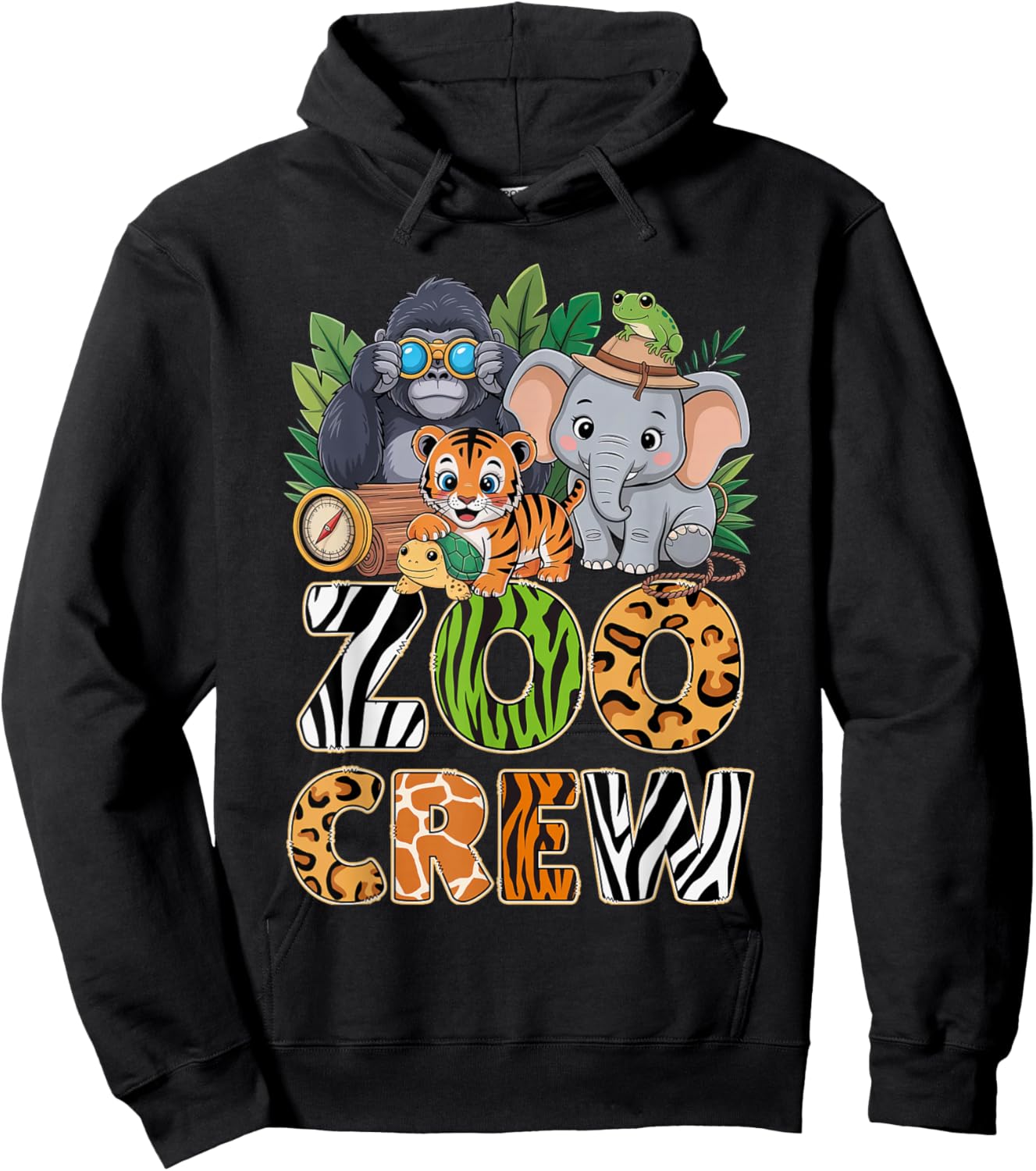 Zoo Crew Cute Jungle Animals Safari Adventure Zoo Keeper Hoodie - Hoodie | Black