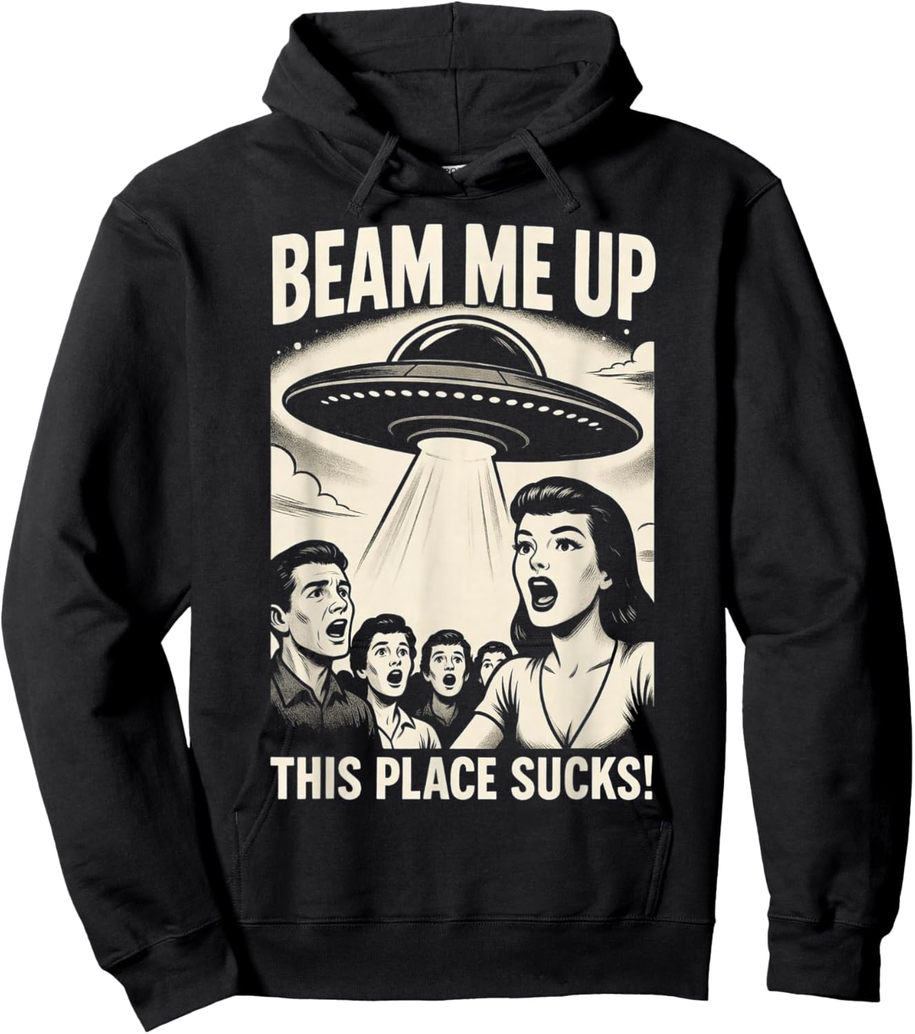 Beam Me Up This Place Sucks Men Women Hoodie - Hoodie | Black