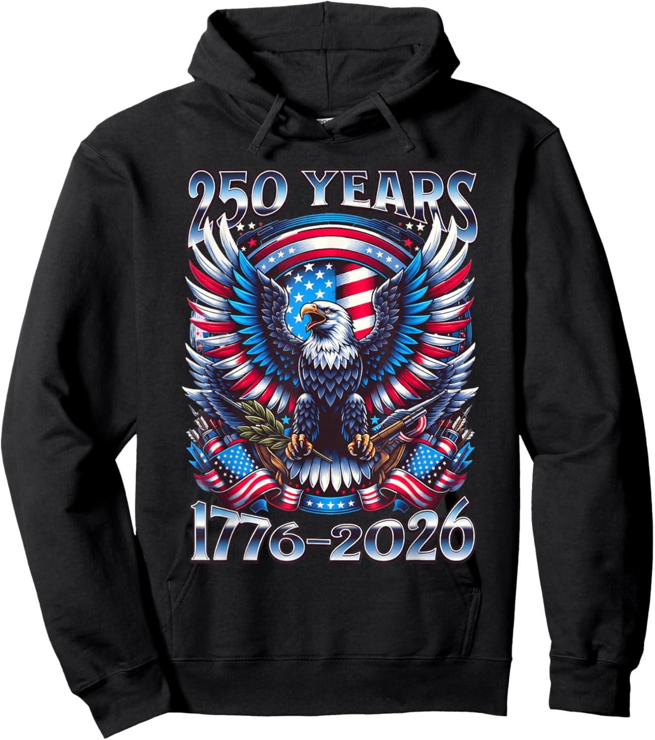 Eagle and Flag 250 Years 1776-2026 250th Birthday Hoodie - Hoodie | Black