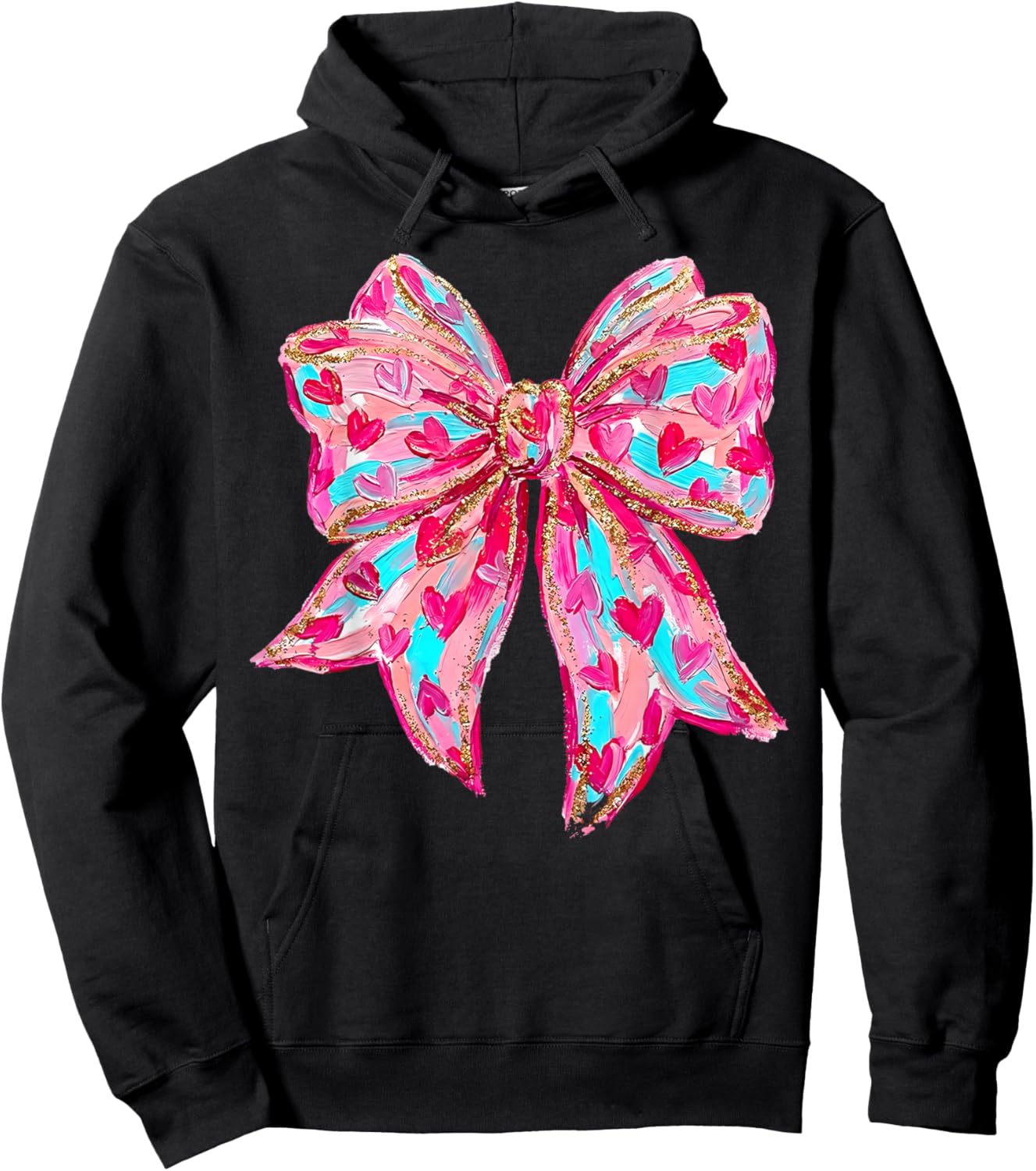 Coquette Bow Valentine's Day Girl Woman Cute Heart Love Gift Hoodie - Hoodie | Black