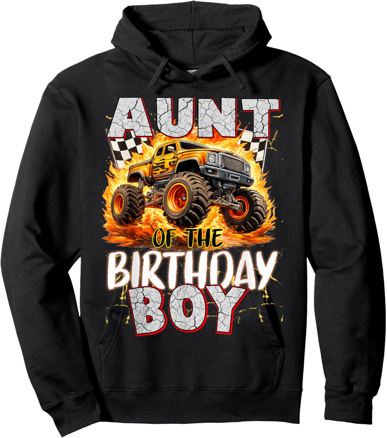 Aunt of The Birthday Boy Monster Truck Birthday Family Hoodie - Hoodie | Black