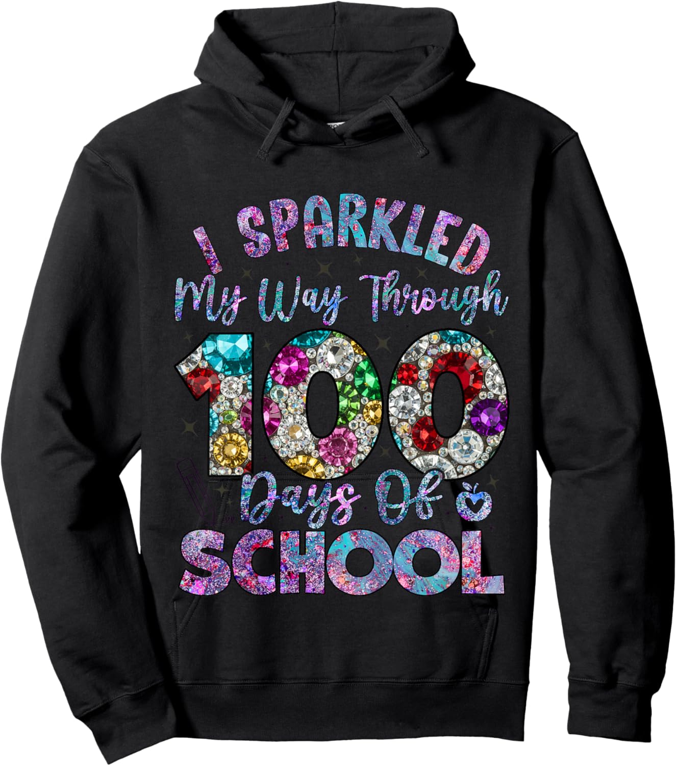 I Sparkled My Way Through 100 Days of School Sparkling Girls Hoodie - Hoodie | Black