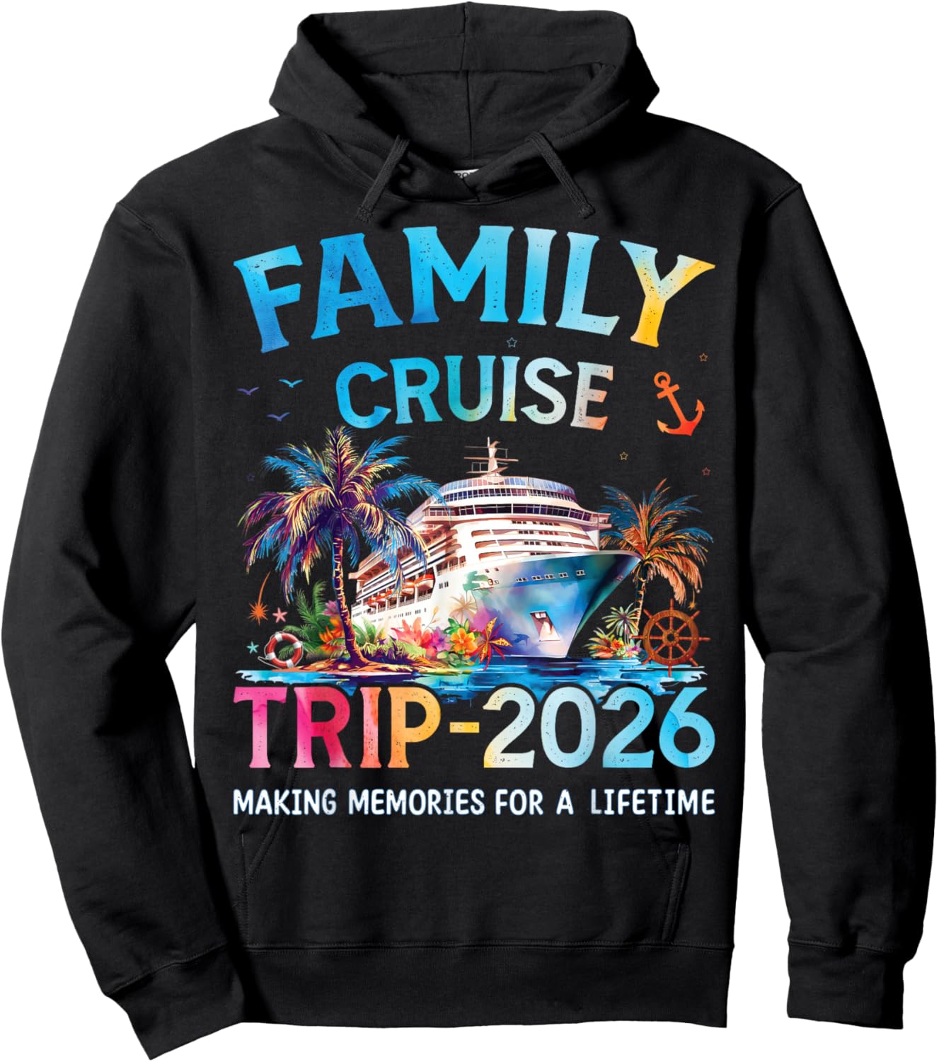 Family Cruise Trip 2026 It’s a Funny Matching Vacation Ship Hoodie - Hoodie | Black