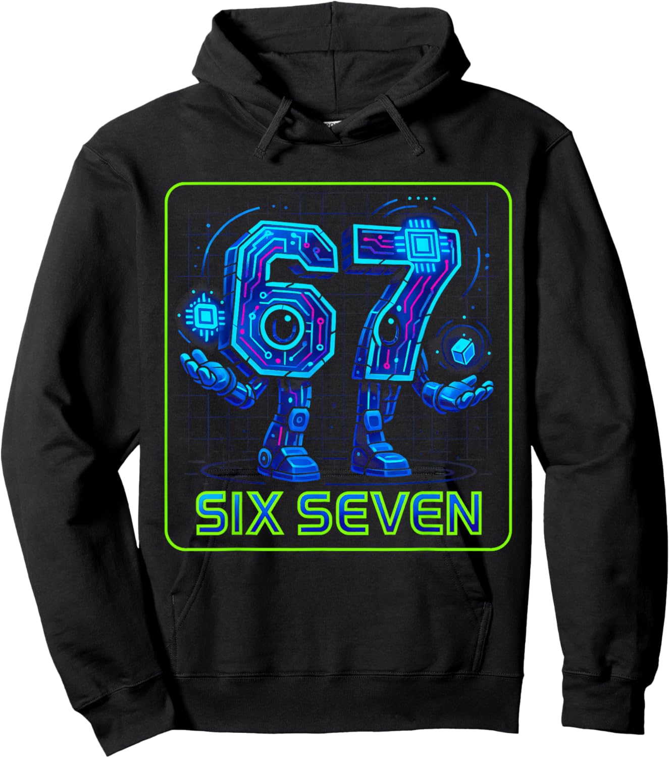 67 Cyber Robots - Six Seven 6-7 Boys Teen Kids Slang Meme Hoodie - Hoodie | Black