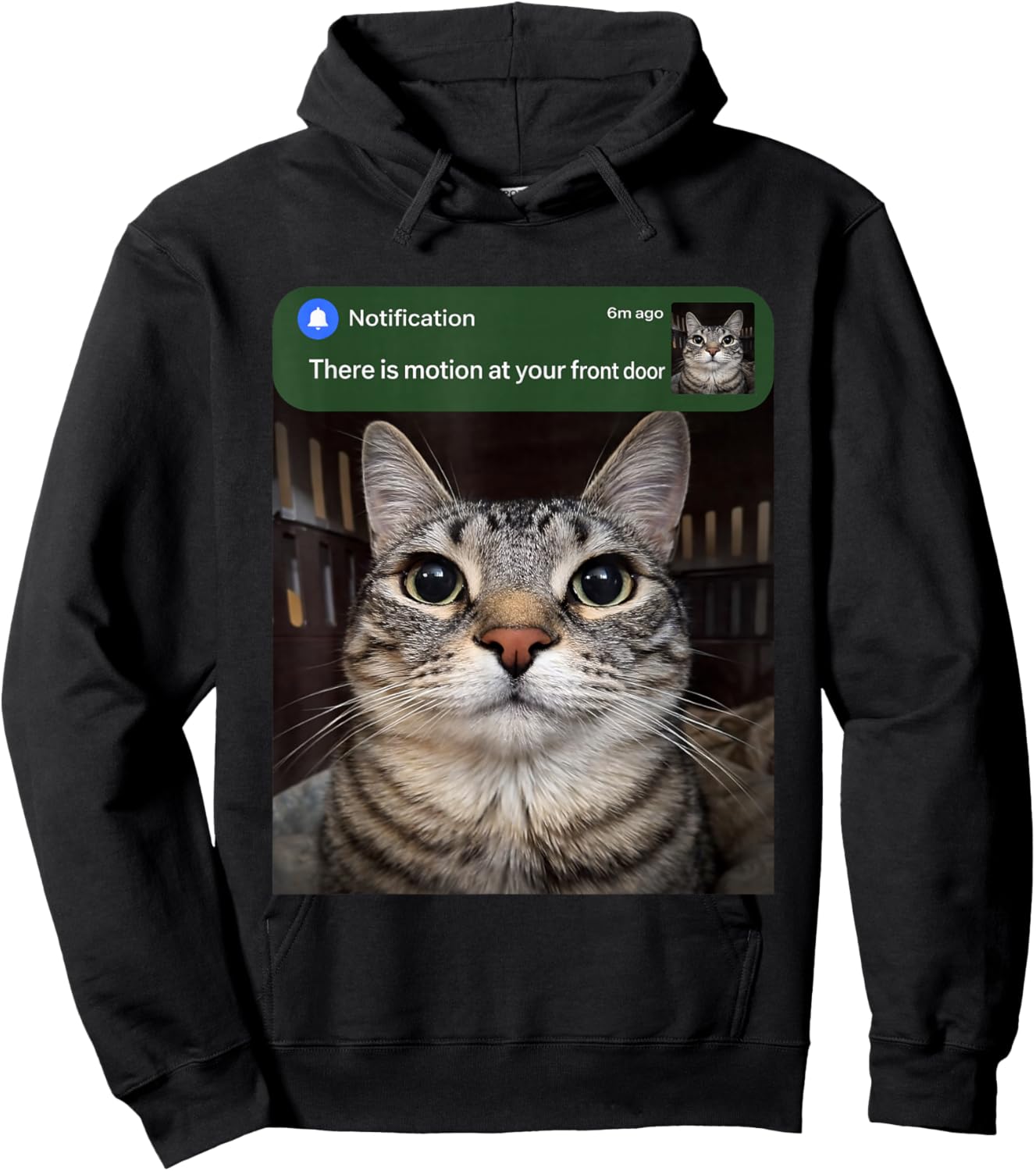 There is Motion At Your Front Door Funny Cat Motion Meme Hoodie - Hoodie | Black