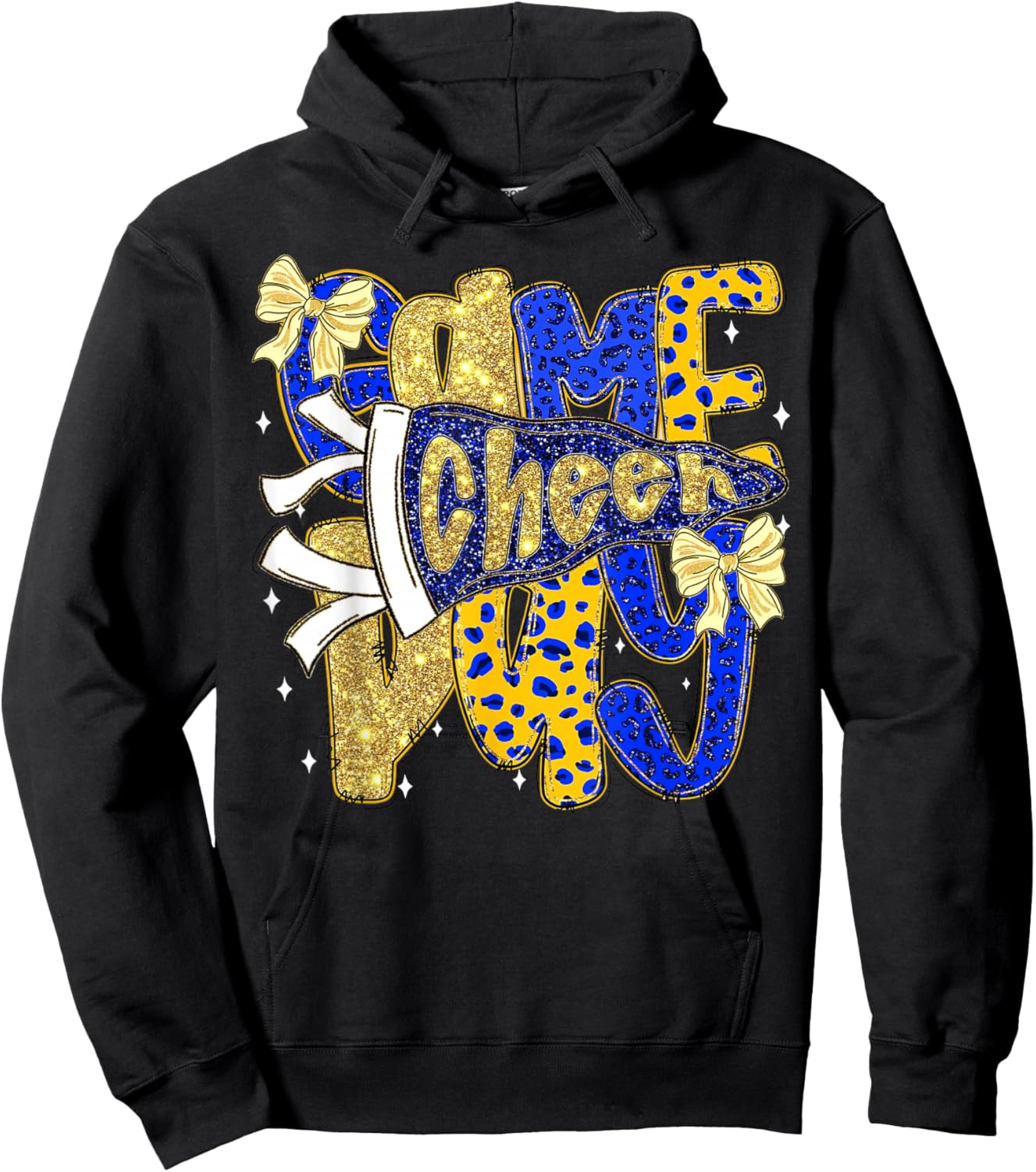 Preppy Game Day Football Mom Pennant Flag Cheer Blue & Gold Hoodie - Hoodie | Black