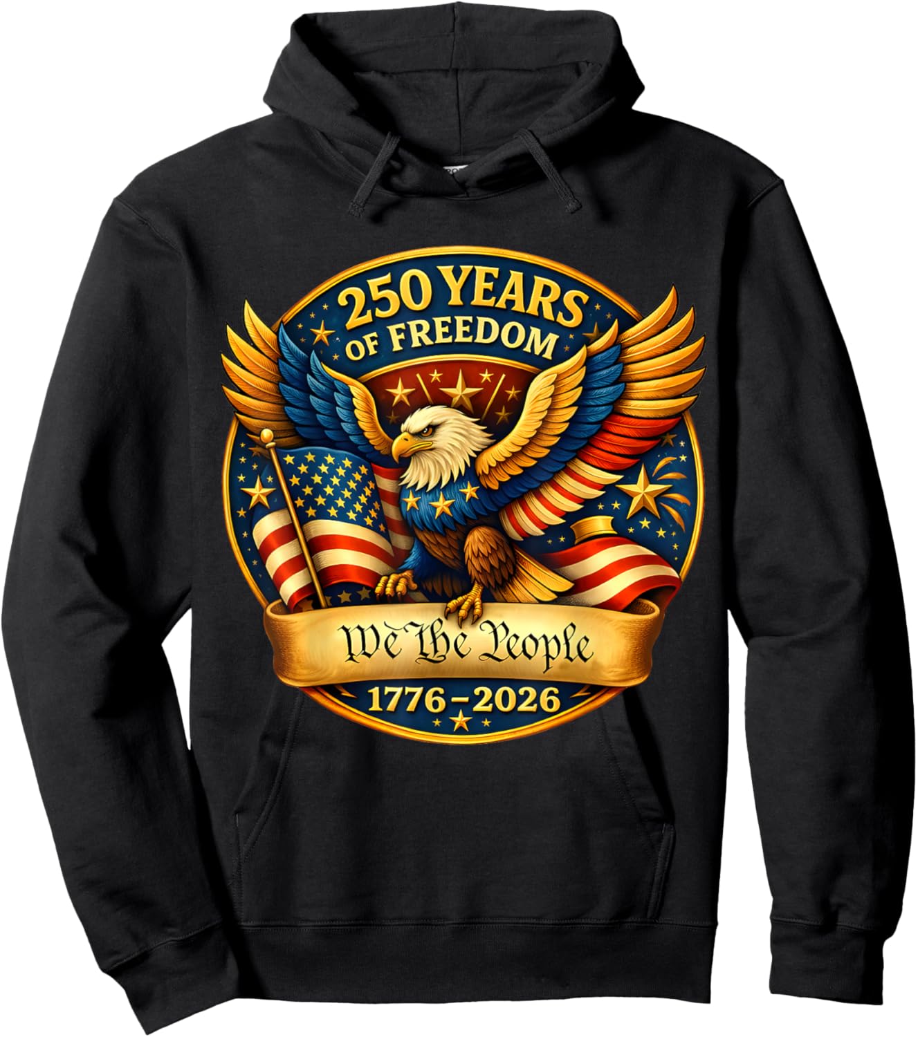 250 Years American 1776 2026 250th USA Birthday 4th of July Hoodie - Hoodie | Black