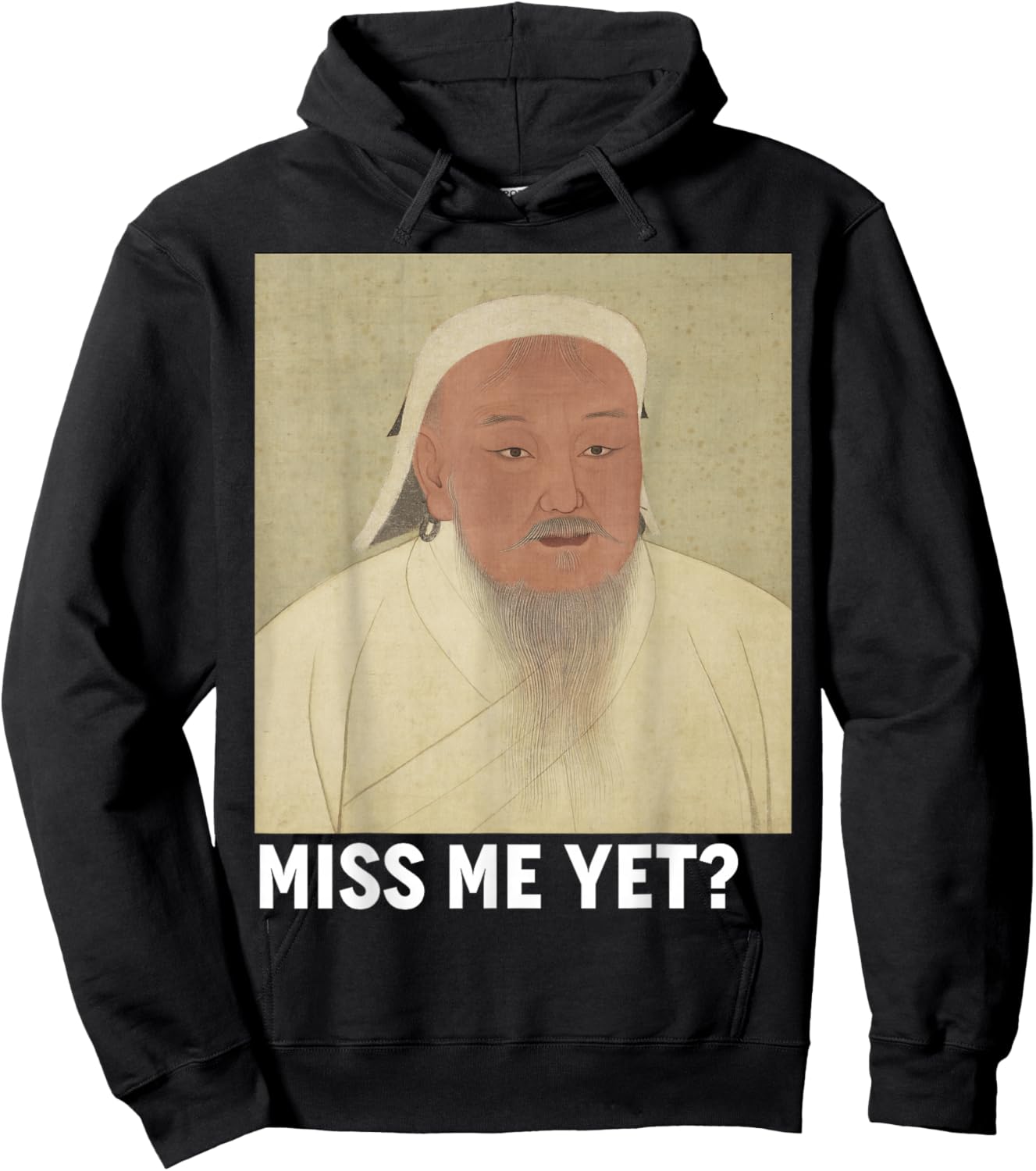 Genghis Khan Portrait Hoodie - Hoodie | Black