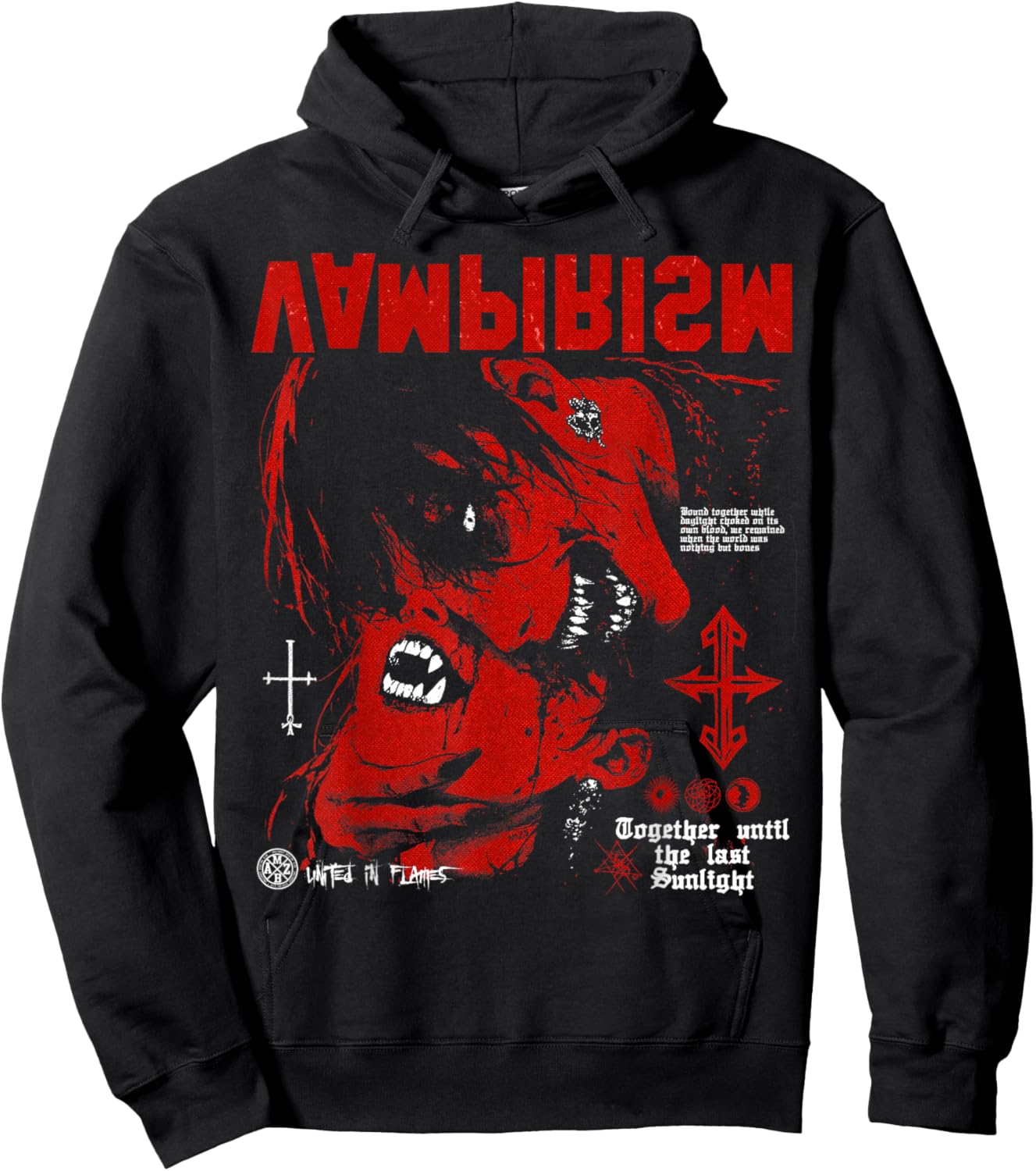 Creepy Manga Horror Anime Alt Gothic Emo Y2K Occult Vampire Hoodie - Hoodie | Black