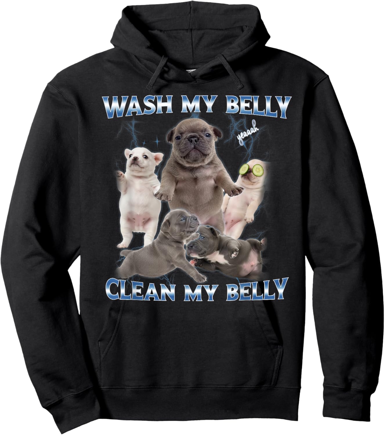 Pibble Dog Wash Clean My Belly Funny Meme Hoodie - Hoodie | Black