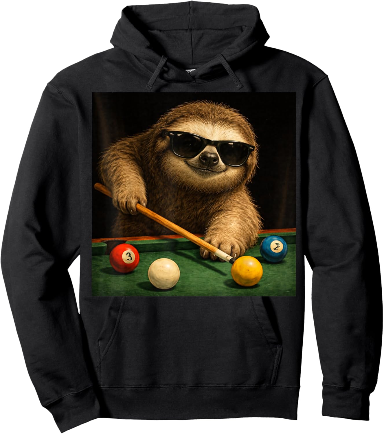 Sloth Playing Pool Billiards in Lounge Cool Funny Graphic Hoodie - Hoodie | Black