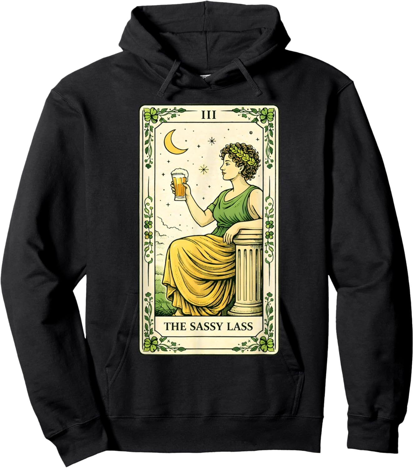 The Sassy Lass Tarot Card St Patrick’s Day Irish Beer Funny Hoodie - Hoodie | Black