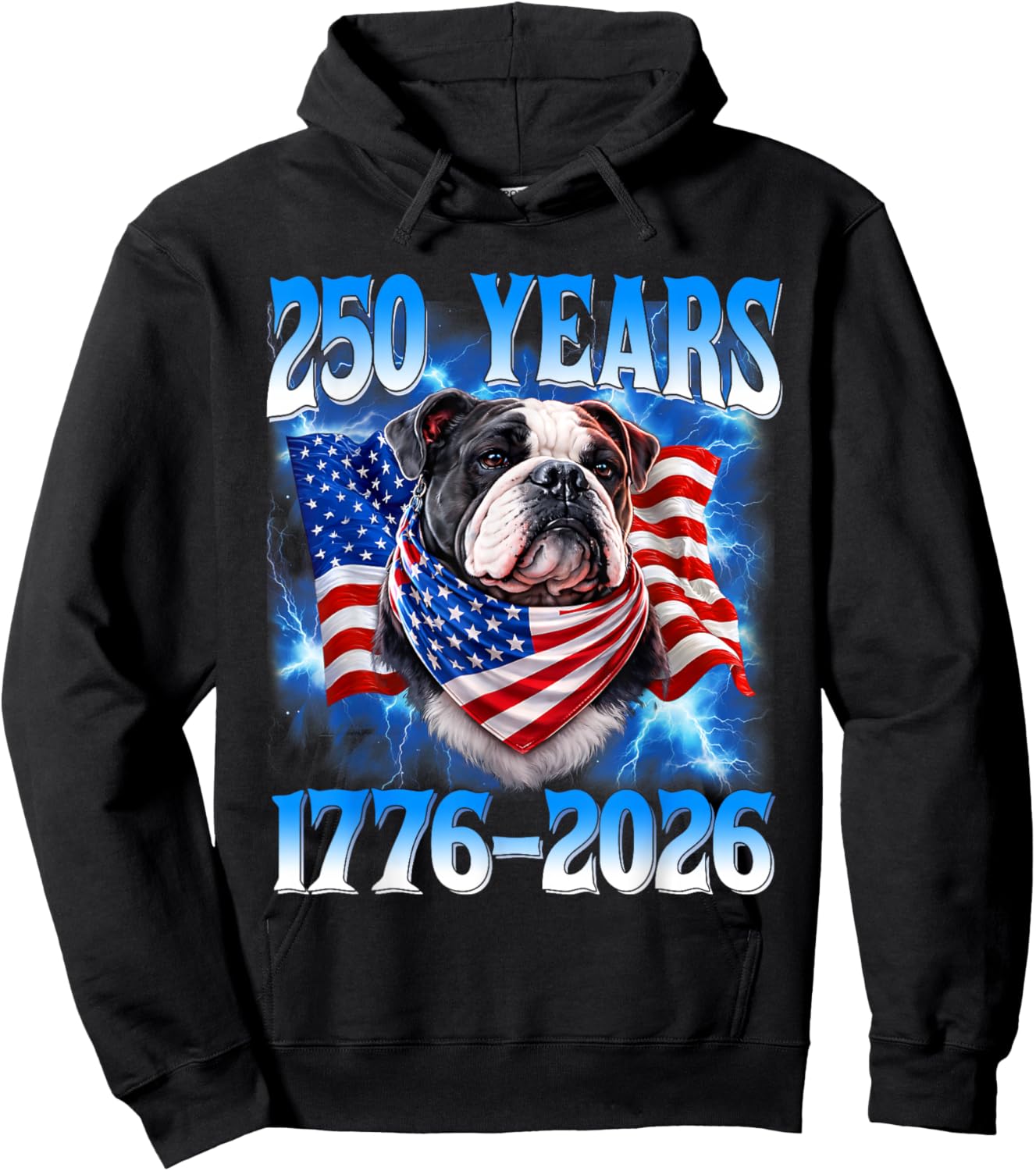 250 Year American 1776 2026 250th USA Dog Patriotic 4th July Hoodie - Hoodie | Black