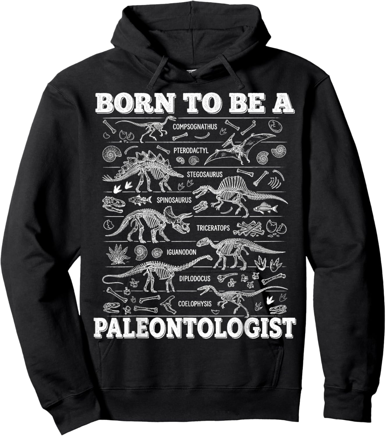 Born to Be A Paleontologist Dinosaur Funny Chart Science Hoodie - Hoodie | Black