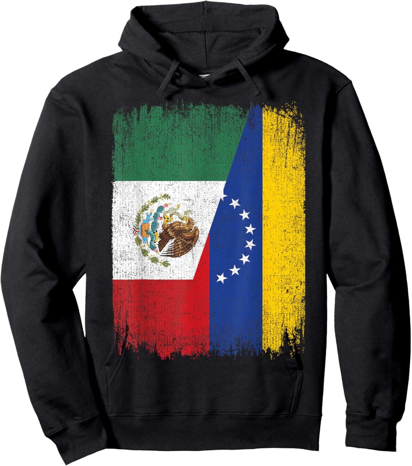 Half Mexico Venezuela Flag Mexican Venezuelan Roots Hoodie - Hoodie | Black