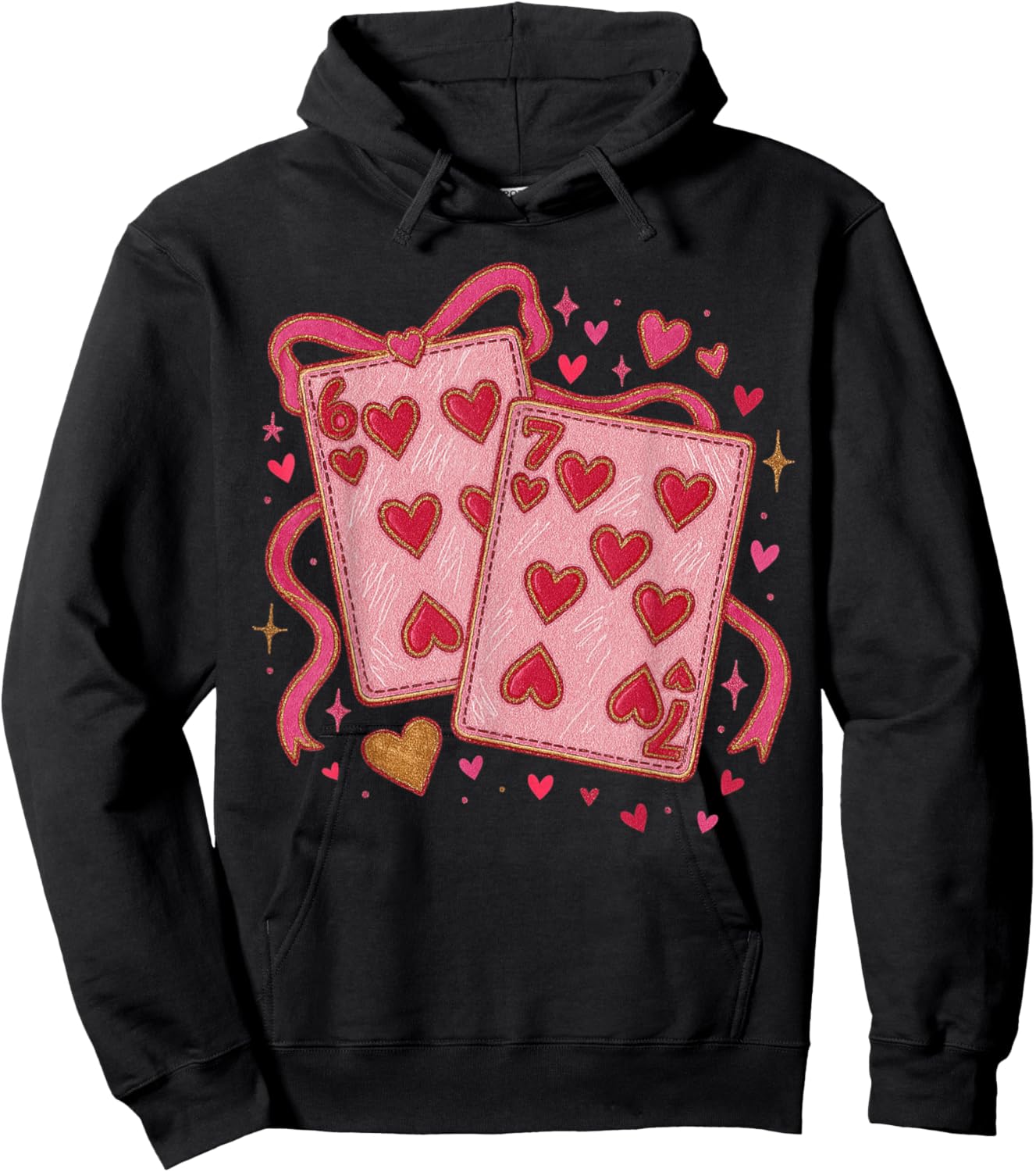 Playing Cards Valentine 6 7 Coquette Six Seven Meme Hoodie - Hoodie | Black