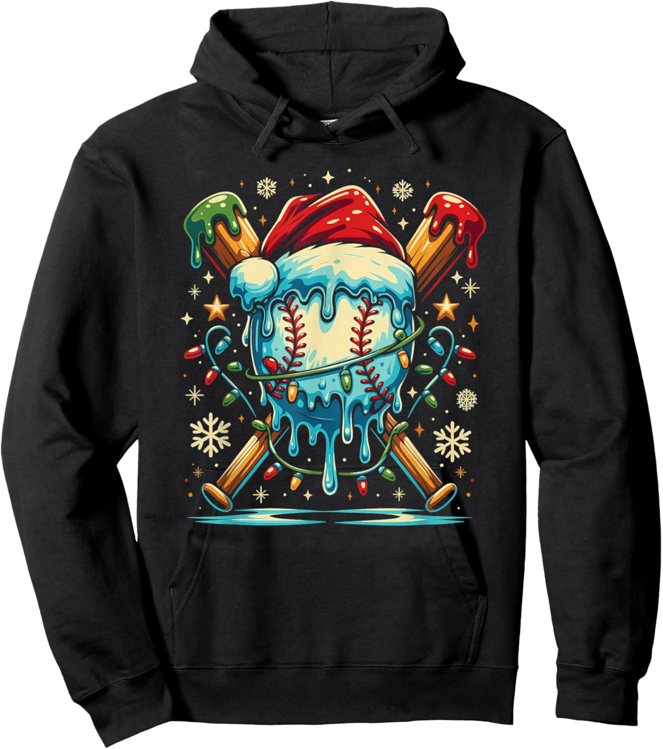 Baseball Drip Boys Youth Santa Christmas Baseball Hoodie - Hoodie | Black