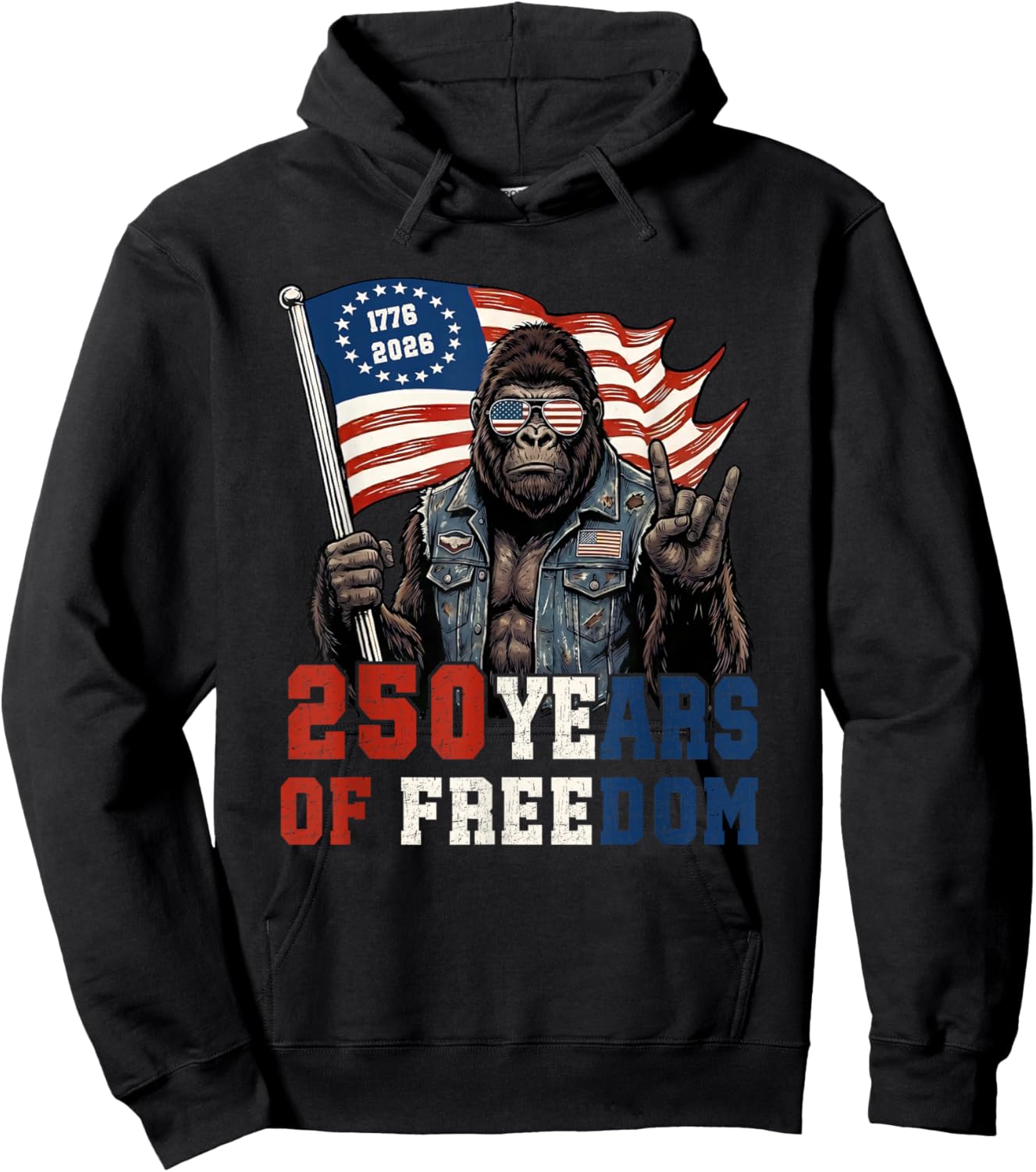 250 Years American 1776-2026 250th Birthday Bigfoot Lovers Hoodie - Hoodie | Black