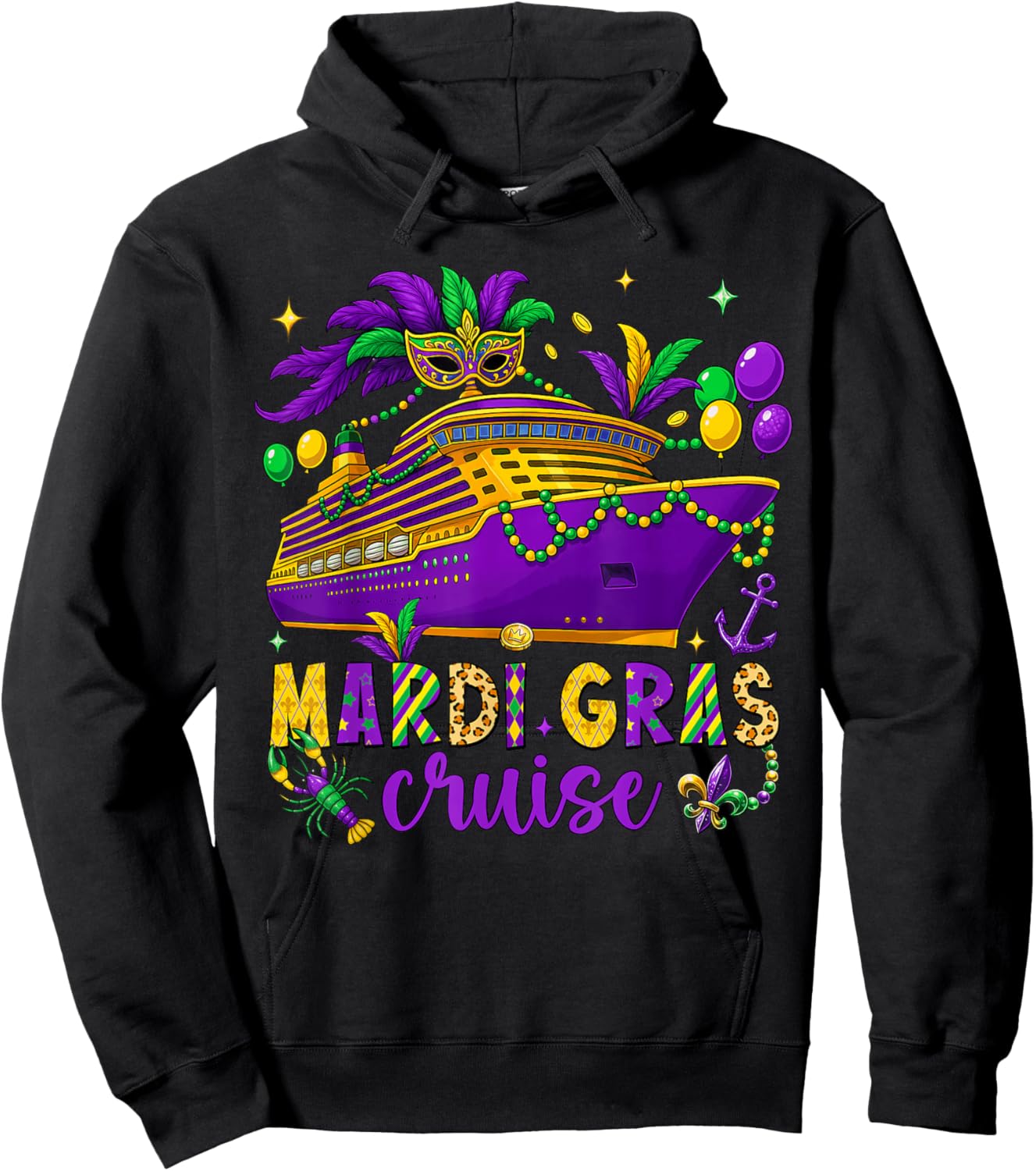Mardi Gras Cruise Crew 2026 Trip New Orleans Family Matching Hoodie - Hoodie | Black