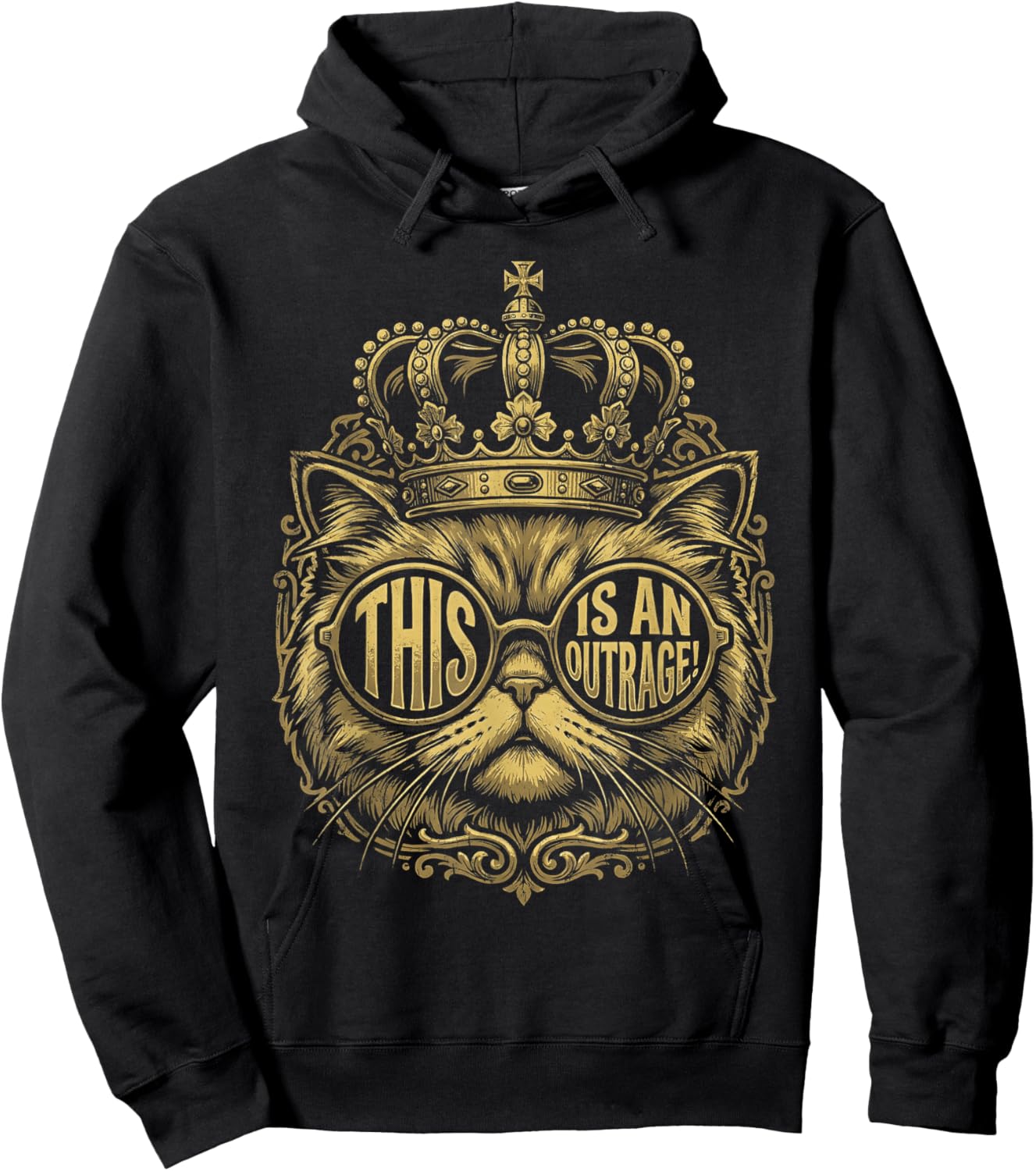 This is an Outrage Funny Princess Cat Donut Gold Hoodie - Hoodie | Black