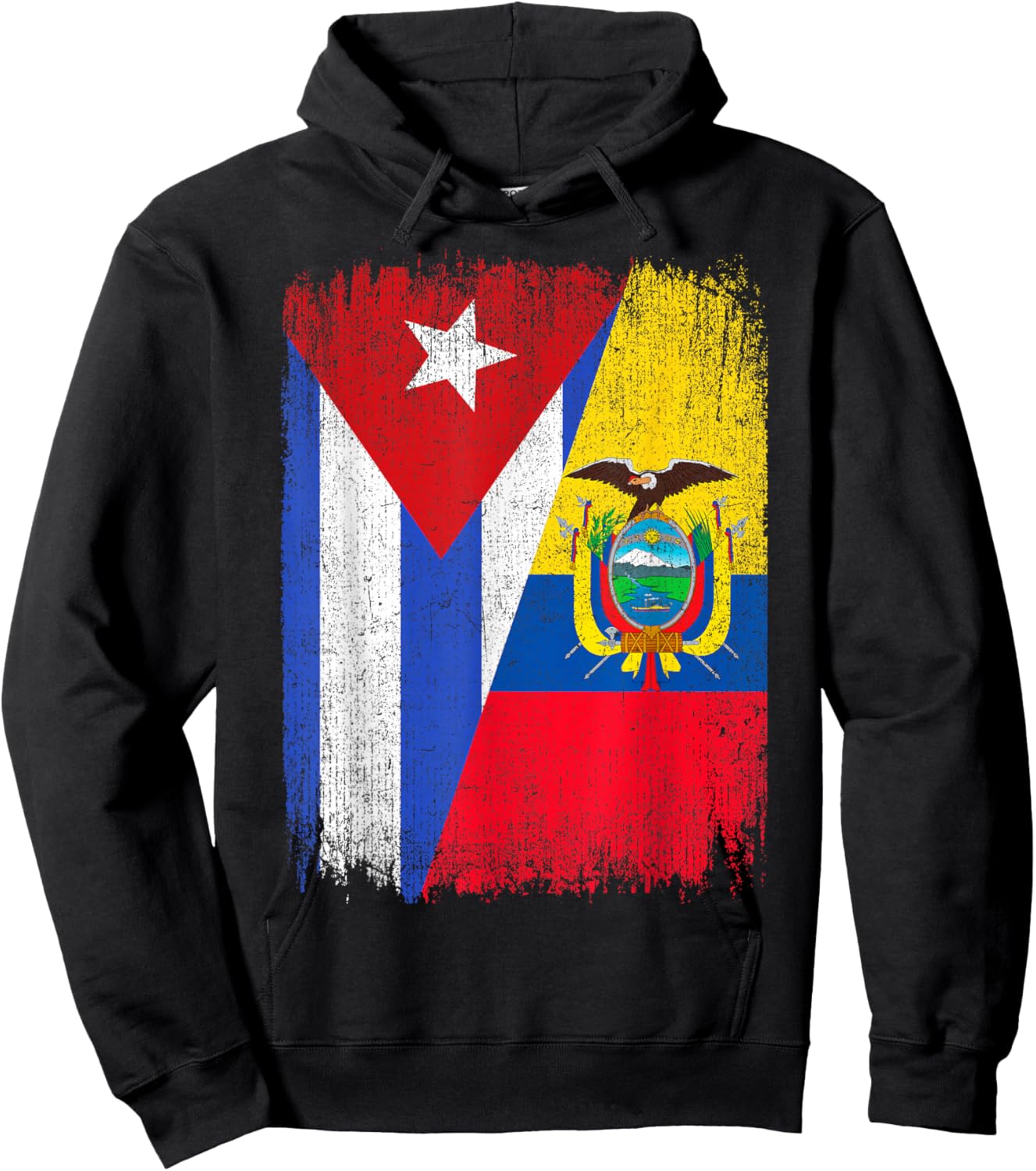 Half Cuba Ecuador Flag Cuban Ecuadorian Pride Roots Hoodie - Hoodie | Black