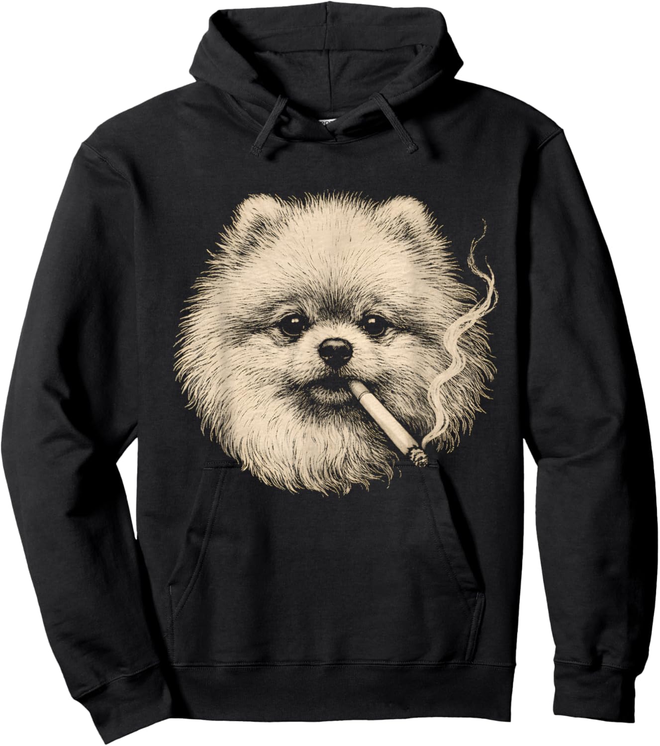 Dog Smoking Cigarette Funny Pomeranian Meme Hoodie - Hoodie | Black