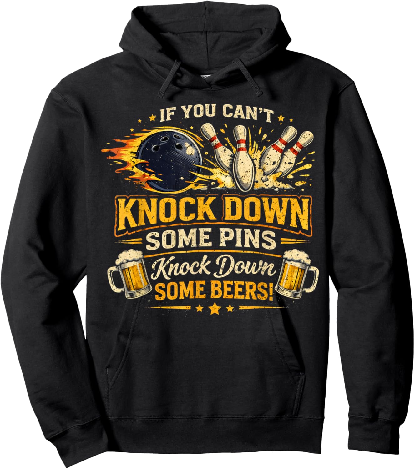 If Can't Knock Down Some Pins Nock Beers Funny Bowling Hoodie - Hoodie | Black