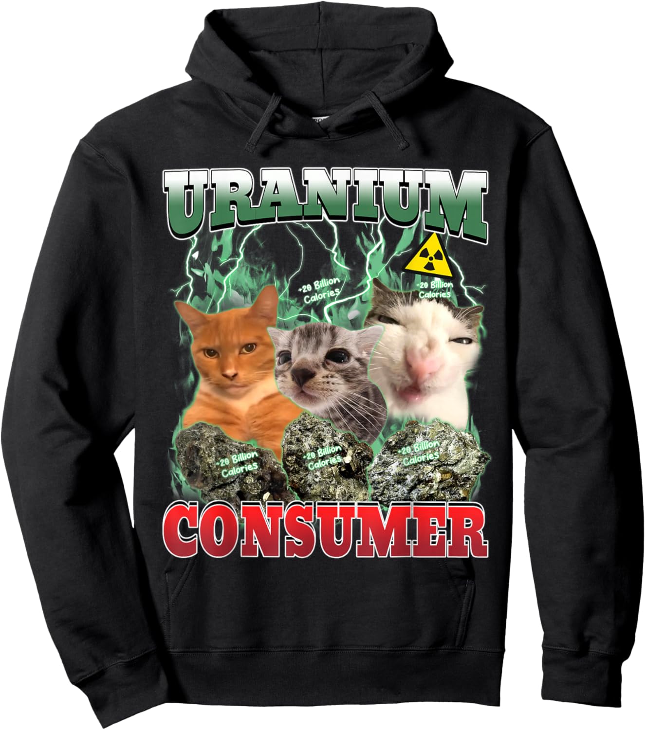 Uranium Consumer Funny Cat Dank Meme Unhinged Men Women Hoodie - Hoodie | Black