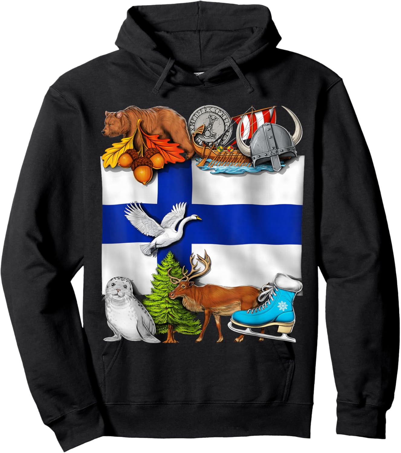 Finland Flag Finnish Roots Finnish Heritage Proud Finnish Hoodie - Hoodie | Black