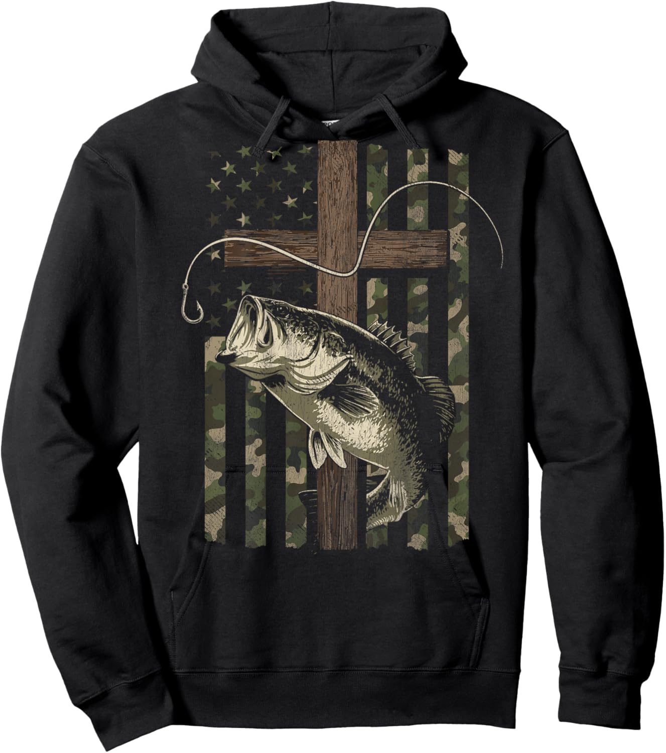 Christian Bass Fishing (Design on Back) Hoodie - Hoodie | Black