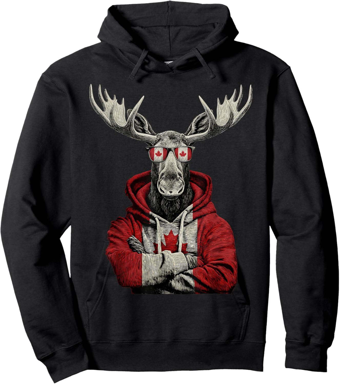 Canada Moose Canadian Pride Canada Maple Leaf Canada Flag Hoodie - Hoodie | Black