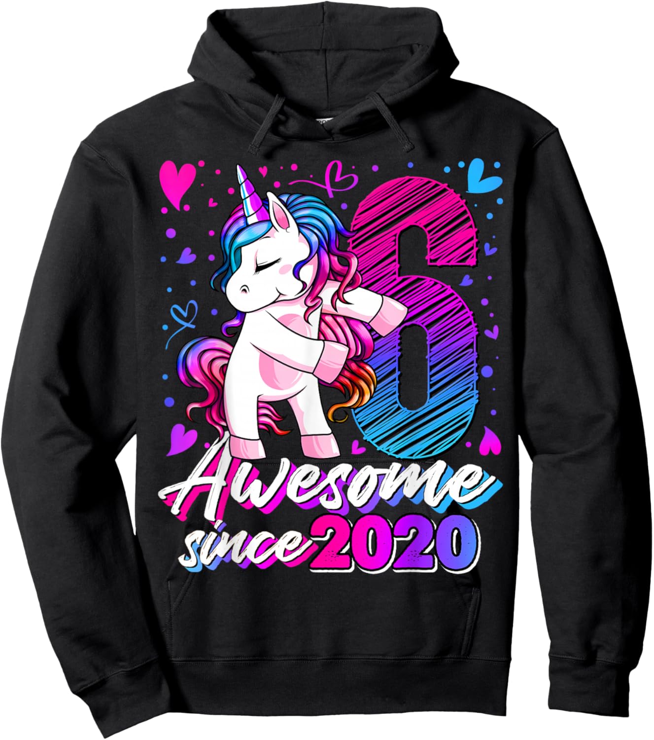6th Birthday Shirt Girl 6 Year Old Gifts 6 Birthday Girl Hoodie - Hoodie | Black
