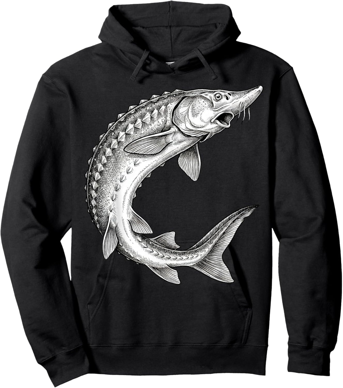 Vintage Sturgeon Fish Fishing Fisherman Angler Hoodie - Hoodie | Black