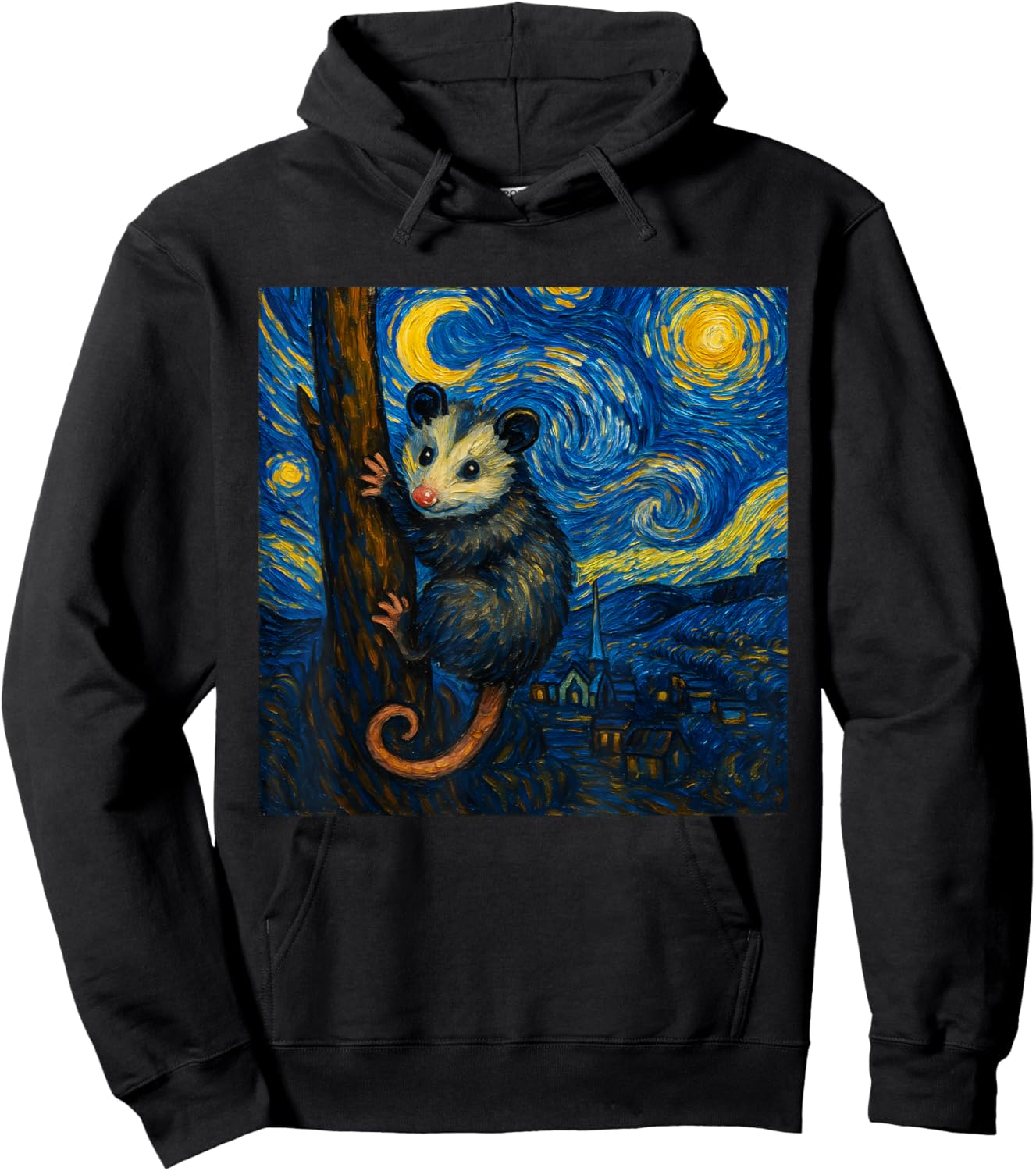 Opossum Van Gogh Starry Night Hoodie - Hoodie | Black