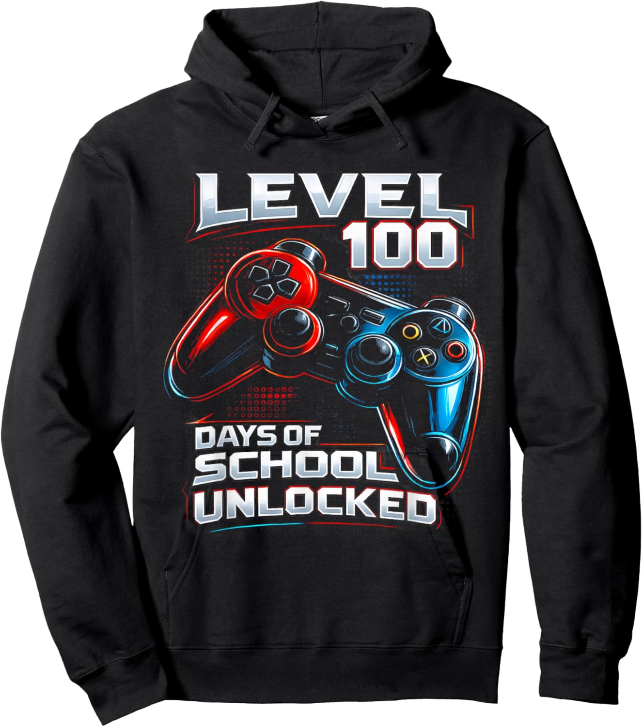 Level 100 Days of School Unlocked Gamer Video Games Boys Hoodie - Hoodie | Black
