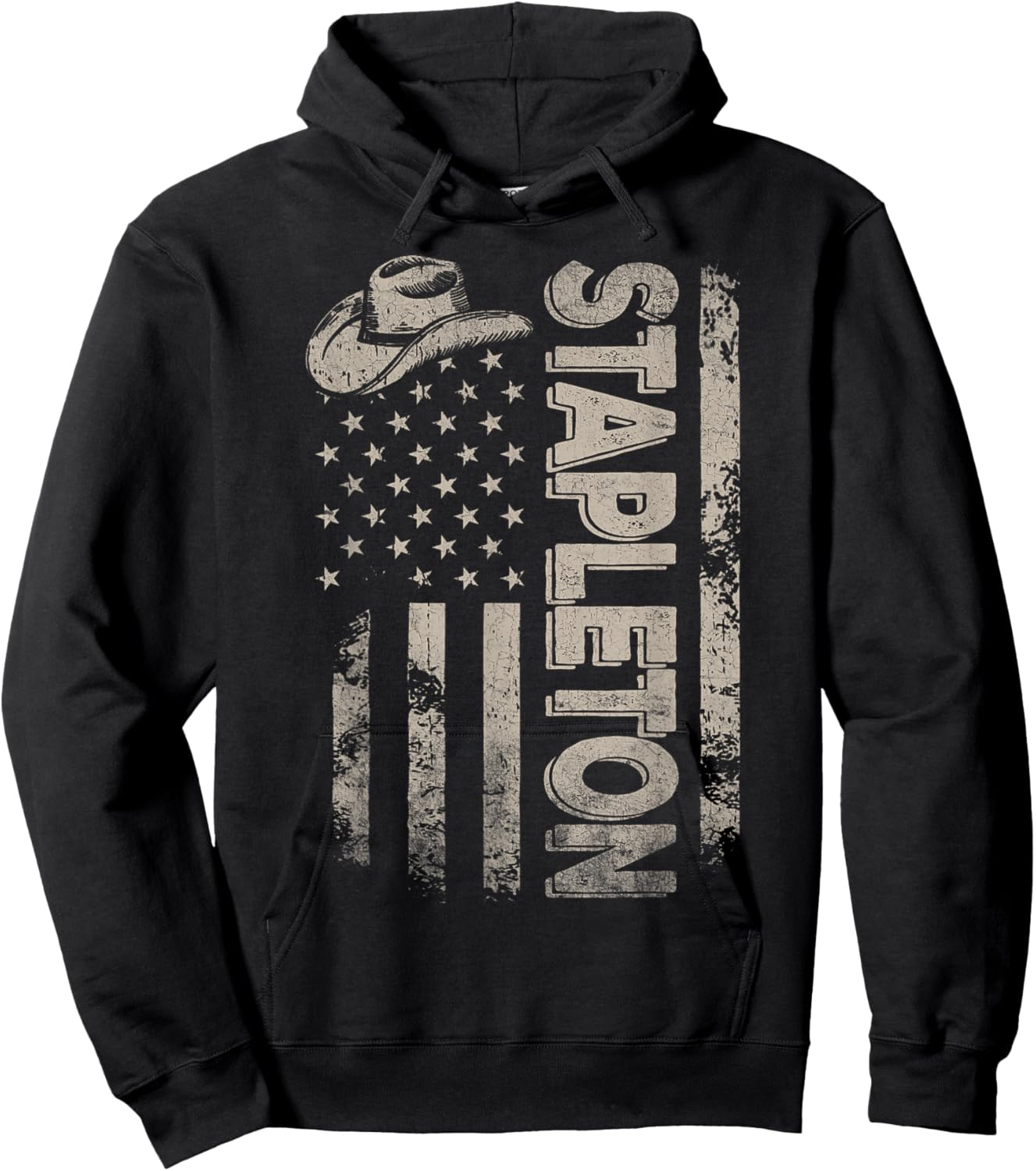 Distressed Stapleton Name Personalized 80s 90s Vintage Hoodie - Hoodie | Black