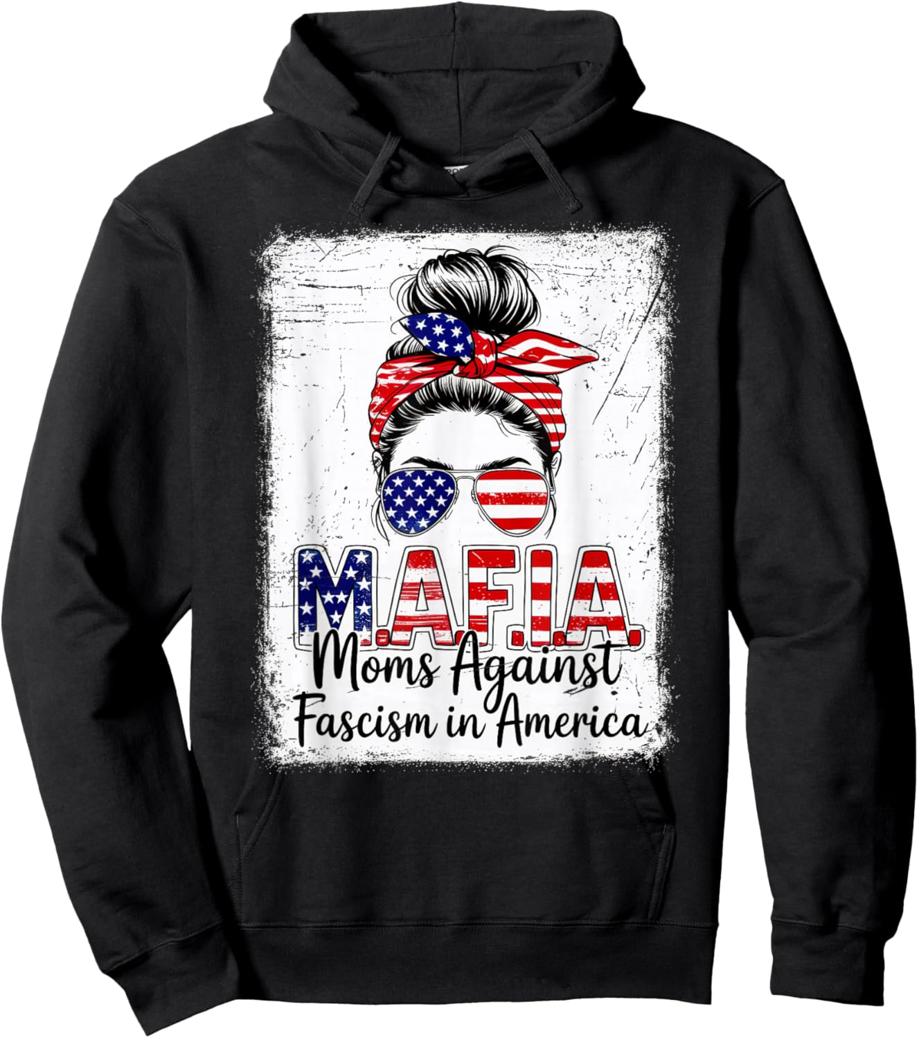 Moms Against Fascism in America Patriotic Graphic Hoodie - Hoodie | Black