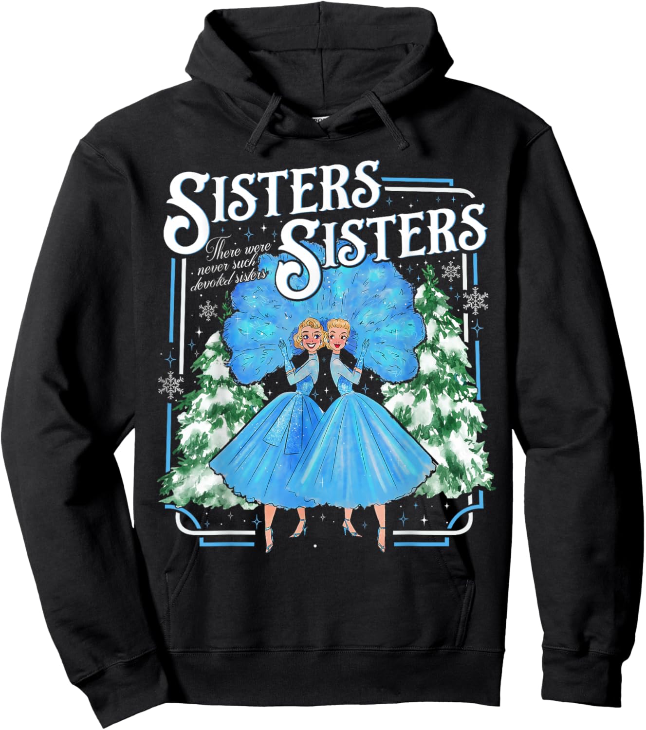 Sisters White Xmas Merry Christmas Snowflake Pajamas Holiday Hoodie - Hoodie | Black