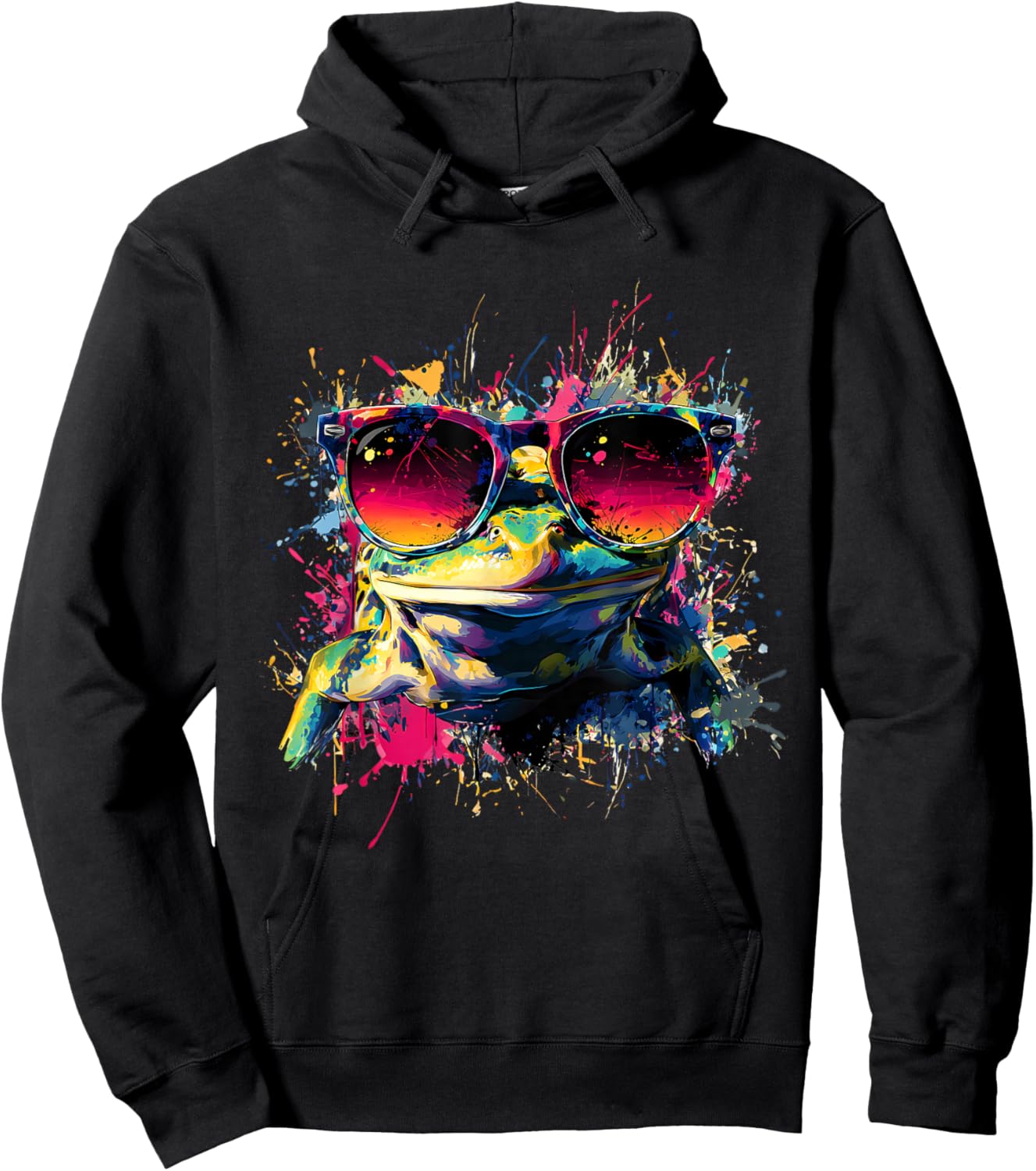 Frog with Sunglasses Forest Toad Lover Amphibian Animal Art Hoodie - Hoodie | Black