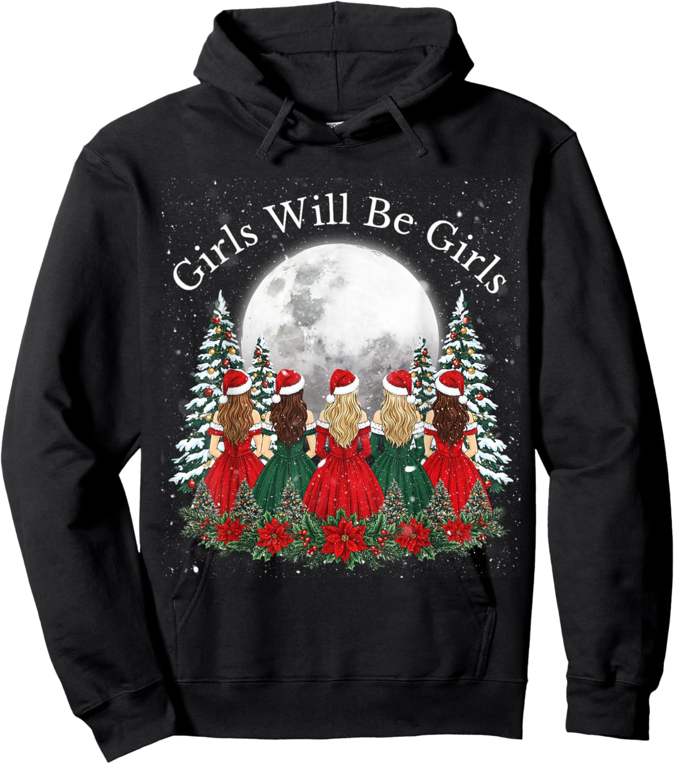 Girls Will Be Girls Feminist Christmas Theme Girl Hoodie - Hoodie | Black