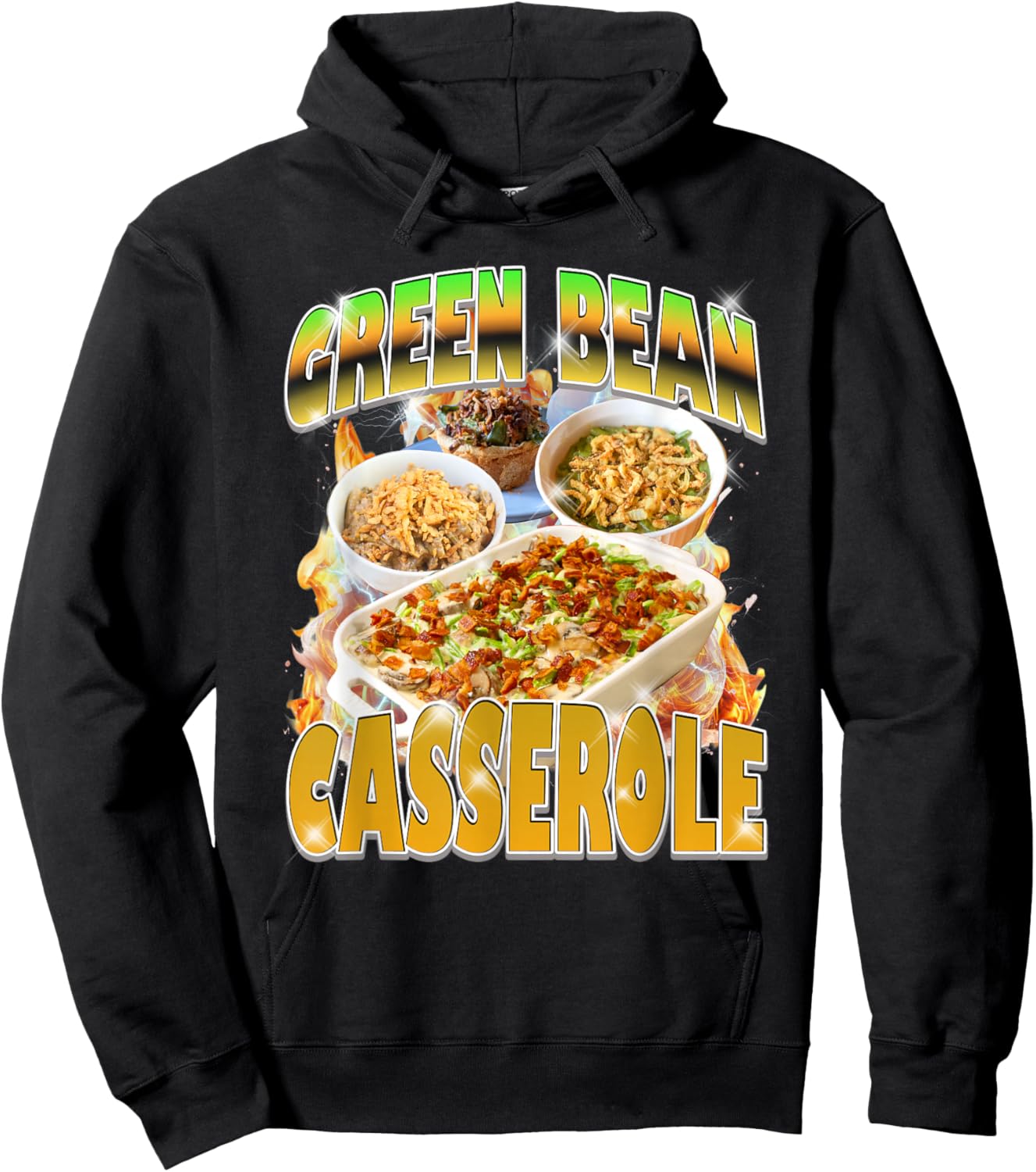 Thanksgiving Green Bean Casserole Bootleg 90's Rap Vintage Hoodie - Hoodie | Black