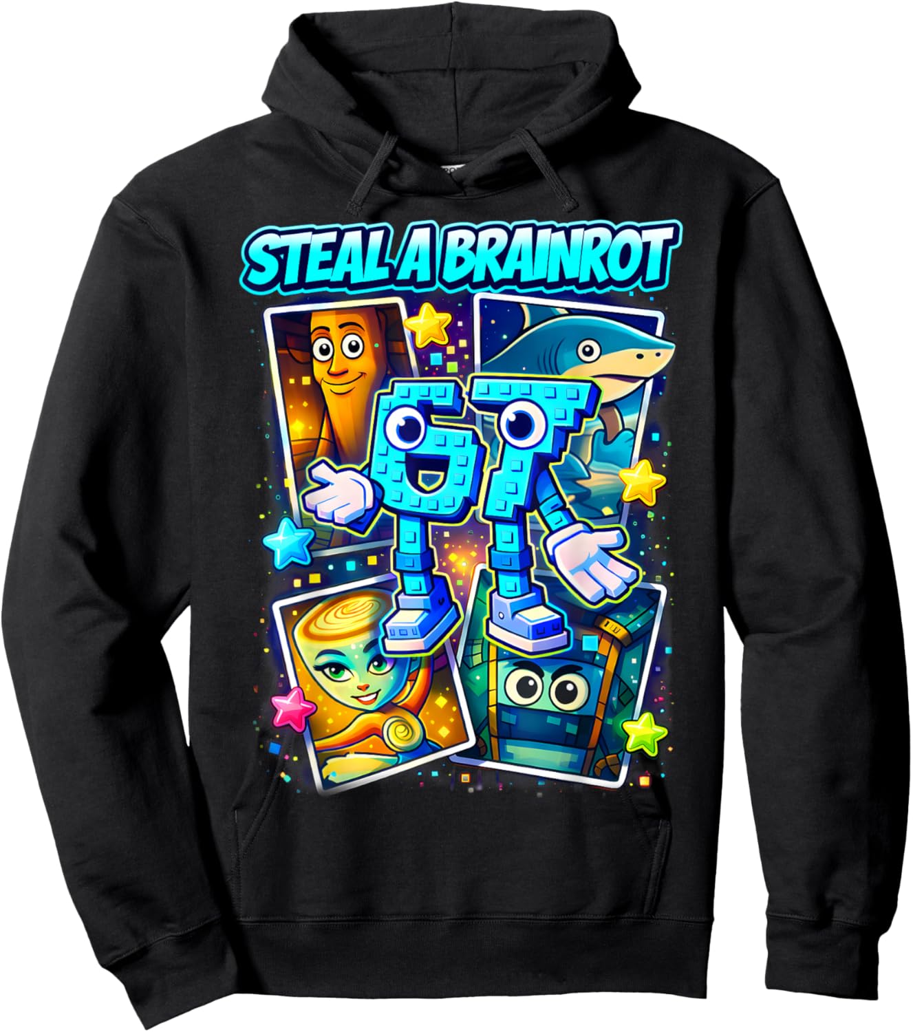 Funny 67 Steal A Brainrot 6 7 Birthday Boy Gift Kid Boys Hoodie - Hoodie | Black